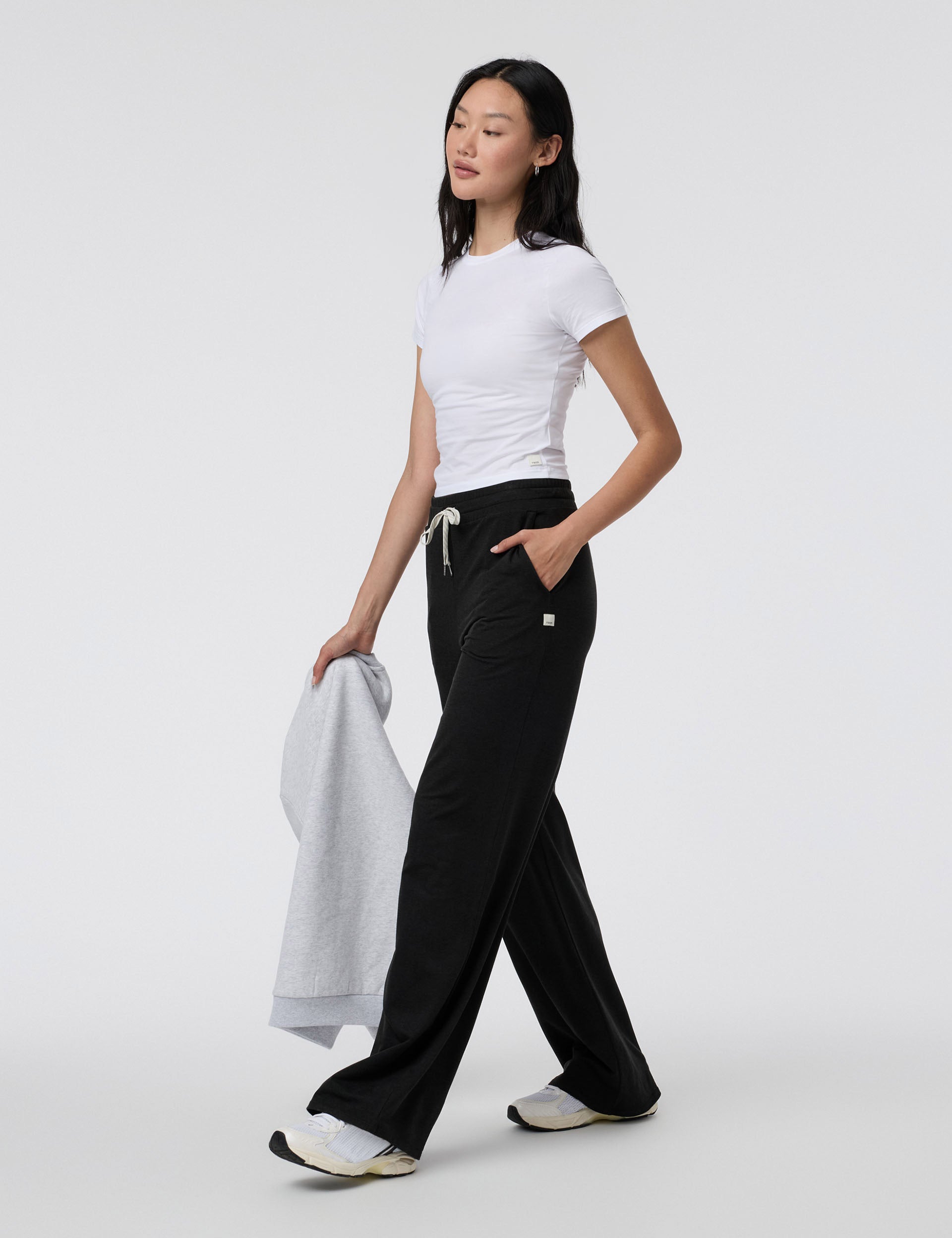 Halo Essential Wideleg Pants - Black Heather | Comfortable Women's Casual Trousers for Work, Travel & Everyday Wear