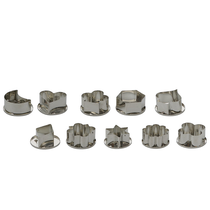 10-Piece Canape Cutters Set - Stainless Steel Appetizer Tools for Party, Wedding, and Holiday Finger Foods - Perfect for Cheese, Fruits, and Pastry Cutting