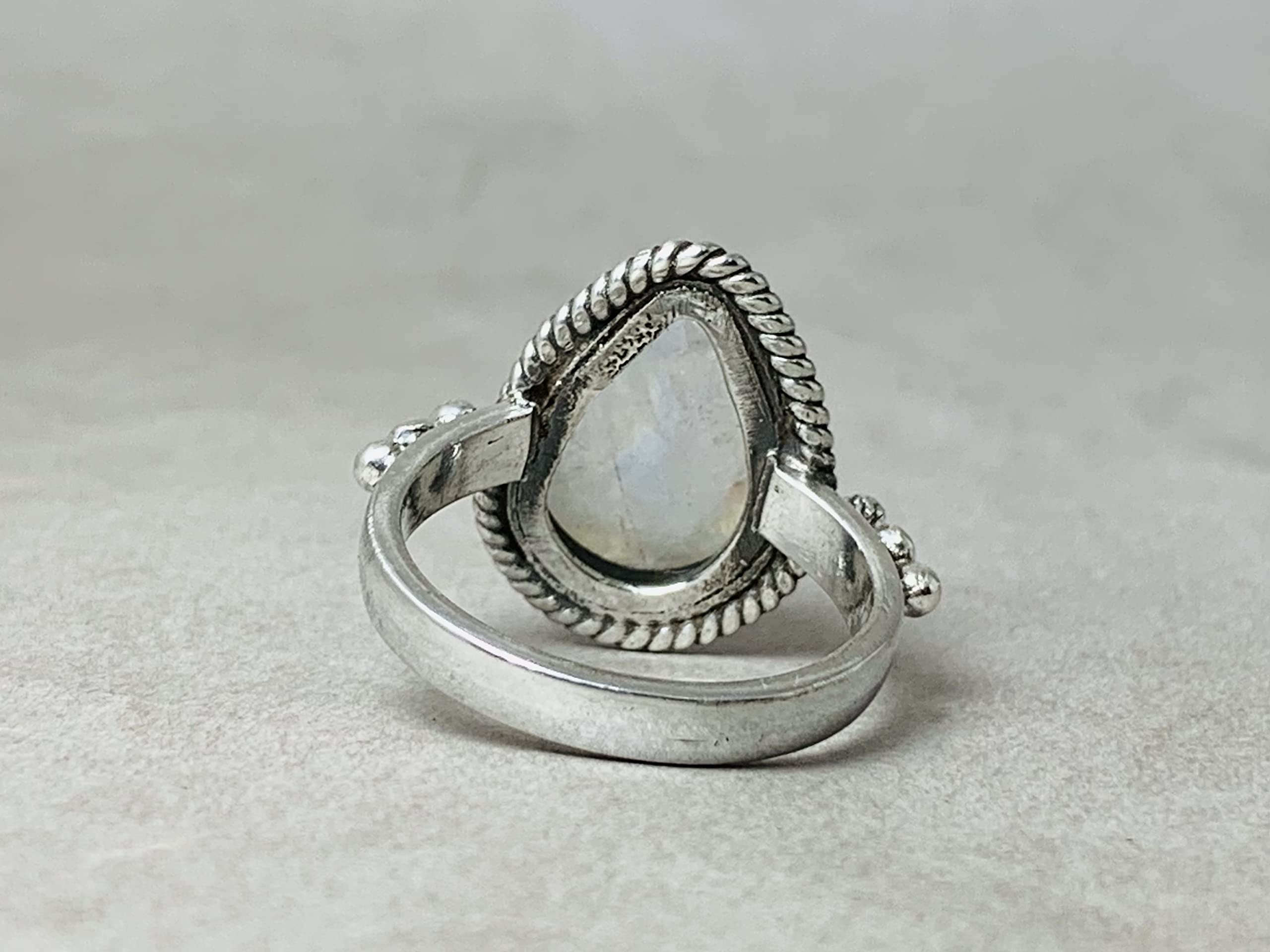 Natural Moonstone Ring - 925 Sterling Silver Handmade Teardrop Pear Moonstone Jewelry, Birthstone Gift for Women | Perfect for Weddings, Anniversaries & Everyday Elegance