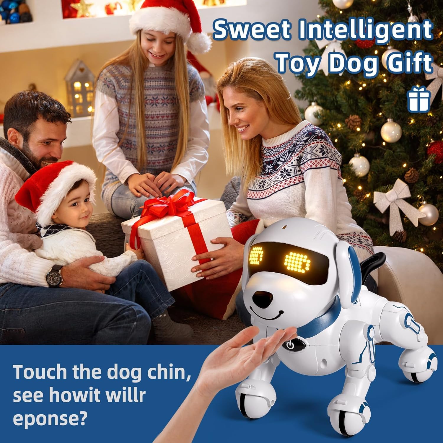 AI Smart Remote Control Robot Dog Toy for Kids 5+ | Programmable Interactive Dancing Robot with LED Eyes & Sound | STEM Educational RC Stunt Pet Toy | Birthday Gift for Boys & Girls | Playtime Companion & Learning Tool (White Blue)