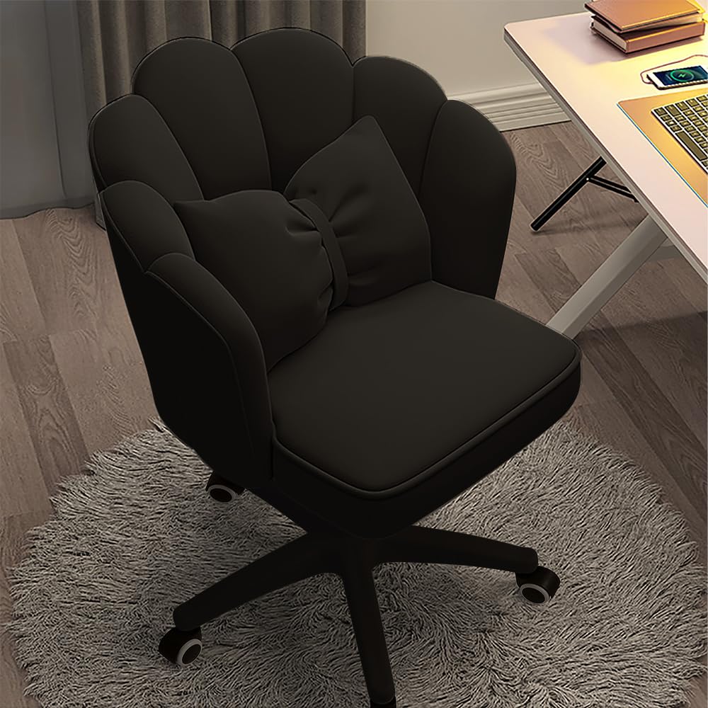 Modern Velvet Tufted Mid-Back Swivel Office Chair - Adjustable Height Computer Desk Chair for Home Office, Gaming & Makeup Vanity - Ergonomic Upholstered Task Chair with Butterfly Design
