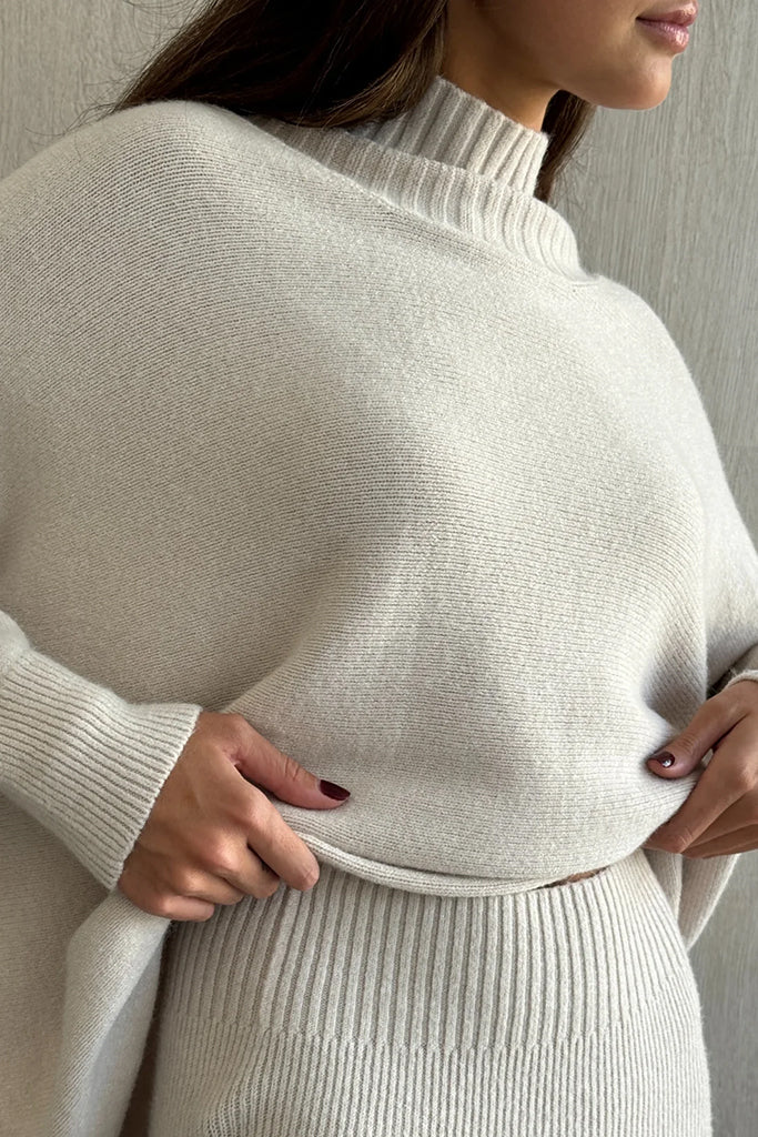Charli & Alma Skirt with Amelie Sweater Set in Ivory - Women's Elegant Knit Skirt and Sweater Outfit for Work, Date Night & Special Occasions