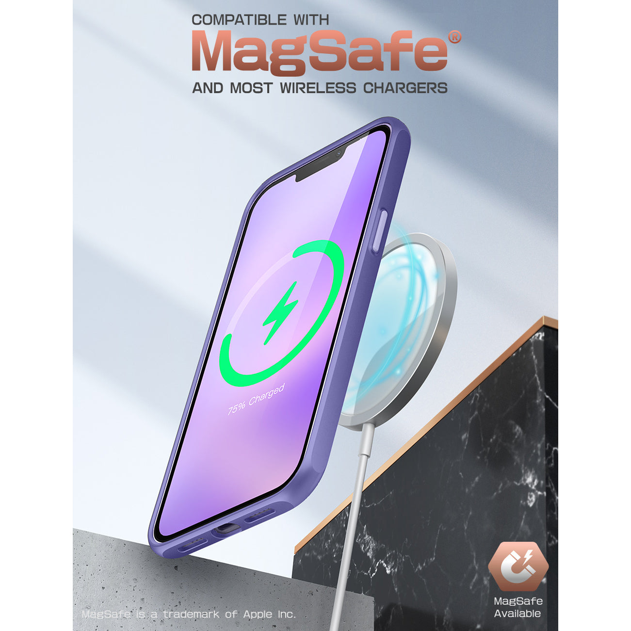 iPhone 14 Plus Case 6.7 Inch - Slim Clear Protective Cover with Shock Absorption | Unicorn Beetle Style in Deep Purple | Perfect for Daily Use, Travel & Outdoor Activities