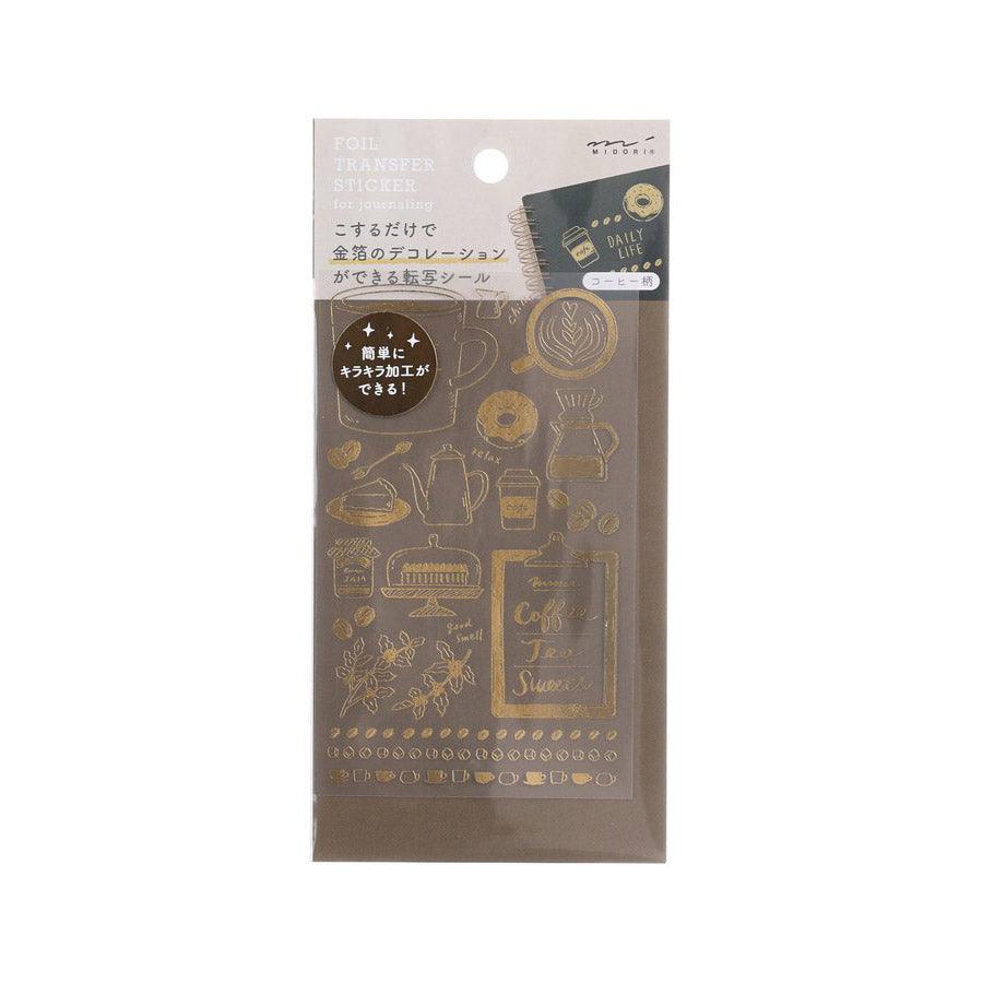 MIDORI Decorative Transfer Sticker Foil - Coffee Design (8g) for Scrapbooking, DIY Crafts, and Gift Wrapping