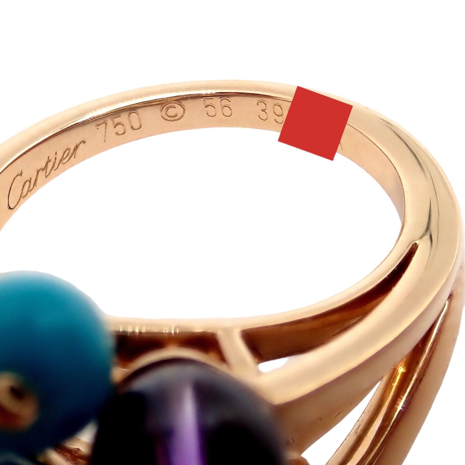 Authentic Cartier 18k Rose Gold Turquoise Diamond Delices De Goa Ring - Luxury Jewelry for Women, Elegant Gift for Anniversary & Special Occasions