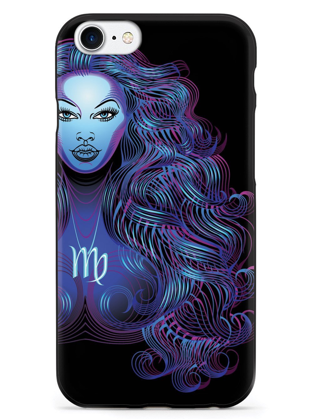 Inspired Cases - iPhone 8 Case Compatible - 3D Textured Protective Cover for Apple iPhone 8 - Neon Zodiac Virgo Design - Shockproof & Slim Fit - Perfect for Daily Use, Travel & Outdoor Activities