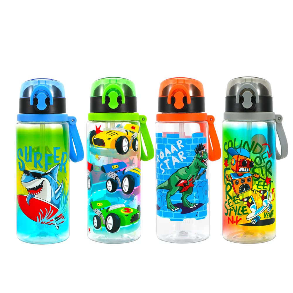 **Dino Themed Cute Water Bottle for Kids - BPA Free, Leak Proof & Easy Clean 24oz (700ml) - Perfect for School, Travel & Outdoor Activities**