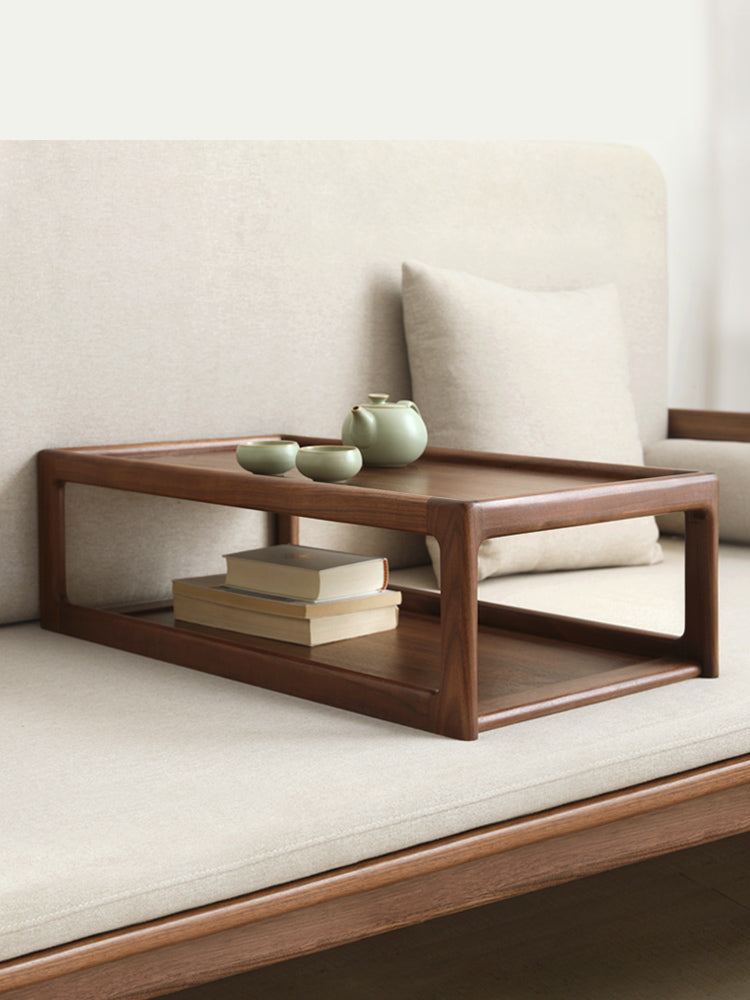 Premium Black Walnut, Ash & Oak Solid Wood Japanese Tatami Tea Table - Traditional Zen Style Low Table for Tea Ceremony, Meditation & Living Room Decor