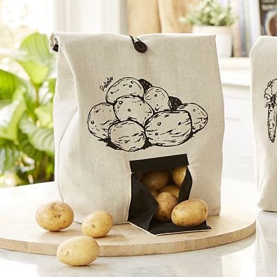 Lakeland Potato Storage Bag with Button Tie Closure – Breathable Cotton Pantry Organizer for Potatoes, Onions, Garlic – Perfect for Kitchen, Pantry & Cupboard Organization