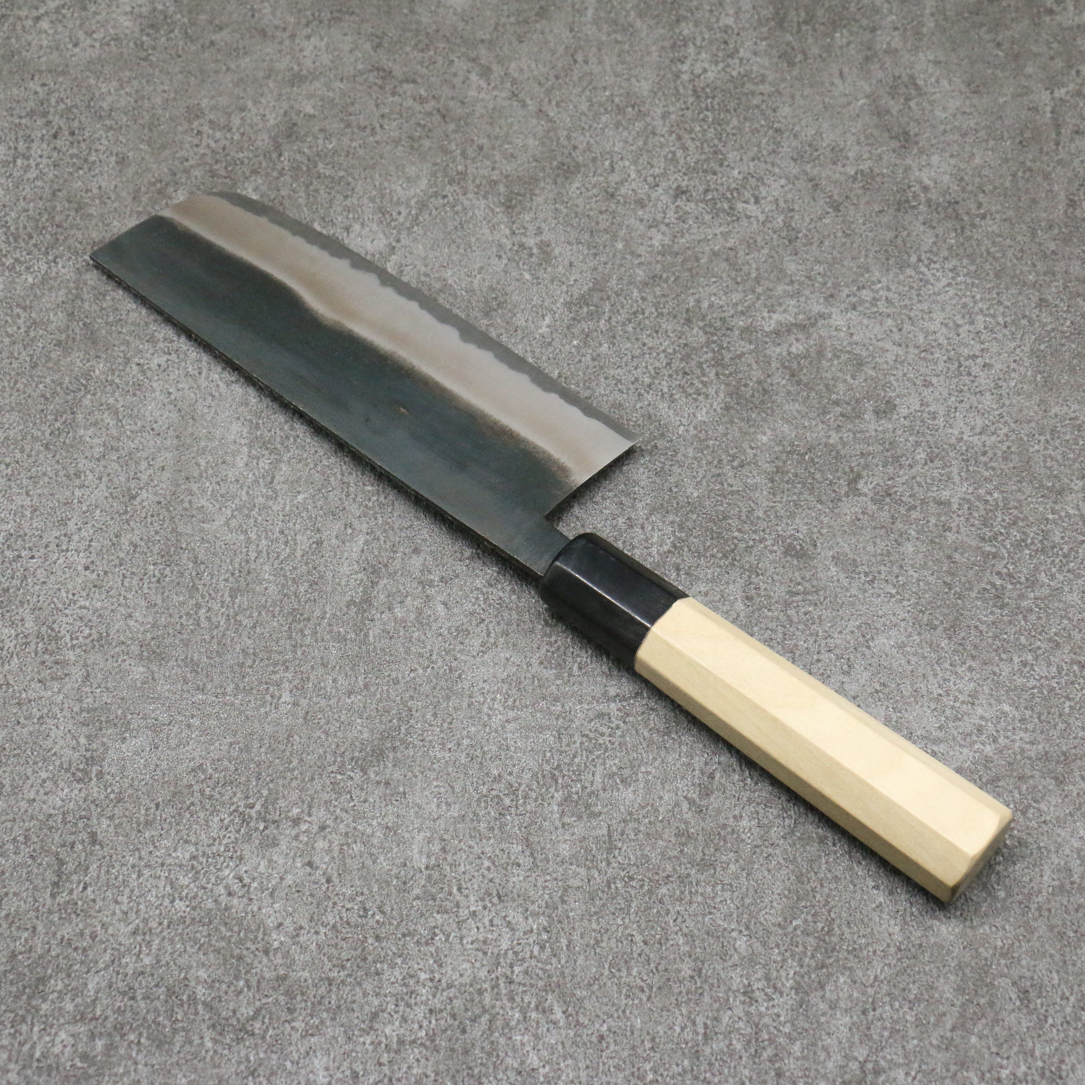 Premium Japanese Nakiri Knife - Minamoto Akitada White Steel No.2 Kurouchi 165mm with Magnolia Handle - Perfect for Vegetable Chopping, Slicing & Food Prep in Professional & Home Kitchens