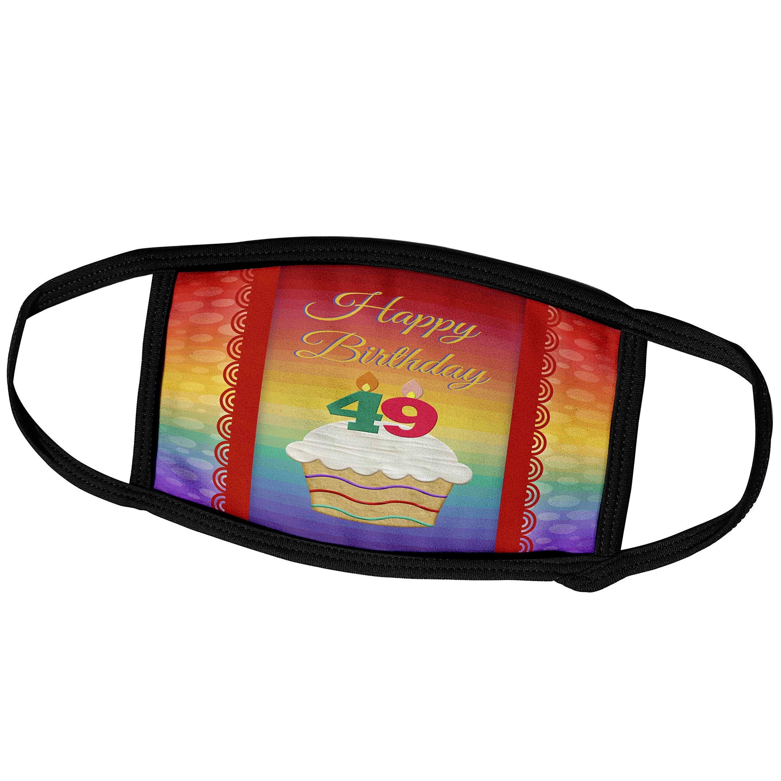 3dRose Beverly Turner 49th Birthday Face Masks - Cupcake with Number Candles Design for Women - Perfect for Birthday Parties, Celebrations & Gifts