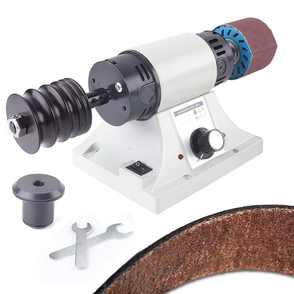 TFCFL 350W Leather Burnishing Machine - Professional Edge Polisher & Sander with 0-8000 RPM Variable Speed, 6 Sanding Belts (2x120#, 2x180#, 2x320#), 8mm Shaft - Perfect for Leather Craft, Shoe Repair & Woodworking Projects
