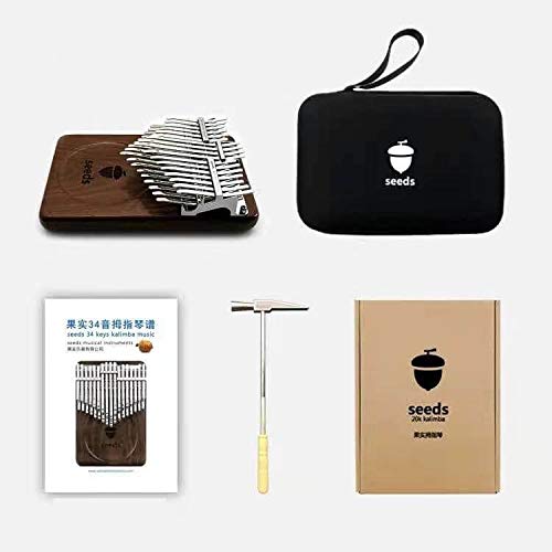 34 Key Chromatic Kalimba in B Tone - Professional 3 Octave Mbira Thumb Piano | Dark Walnut Wood Musical Instrument for Adults & Beginners | Perfect Birthday Gift for Musicians | Use for Meditation, Music Therapy & Relaxation