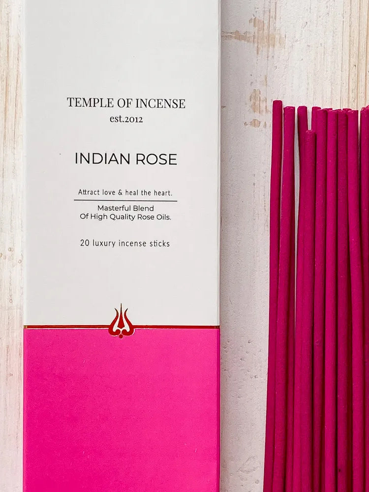 Premium Indian Rose Incense Sticks - Handmade Natural Aromatherapy for Meditation, Yoga & Home Relaxation | Temple of Incense