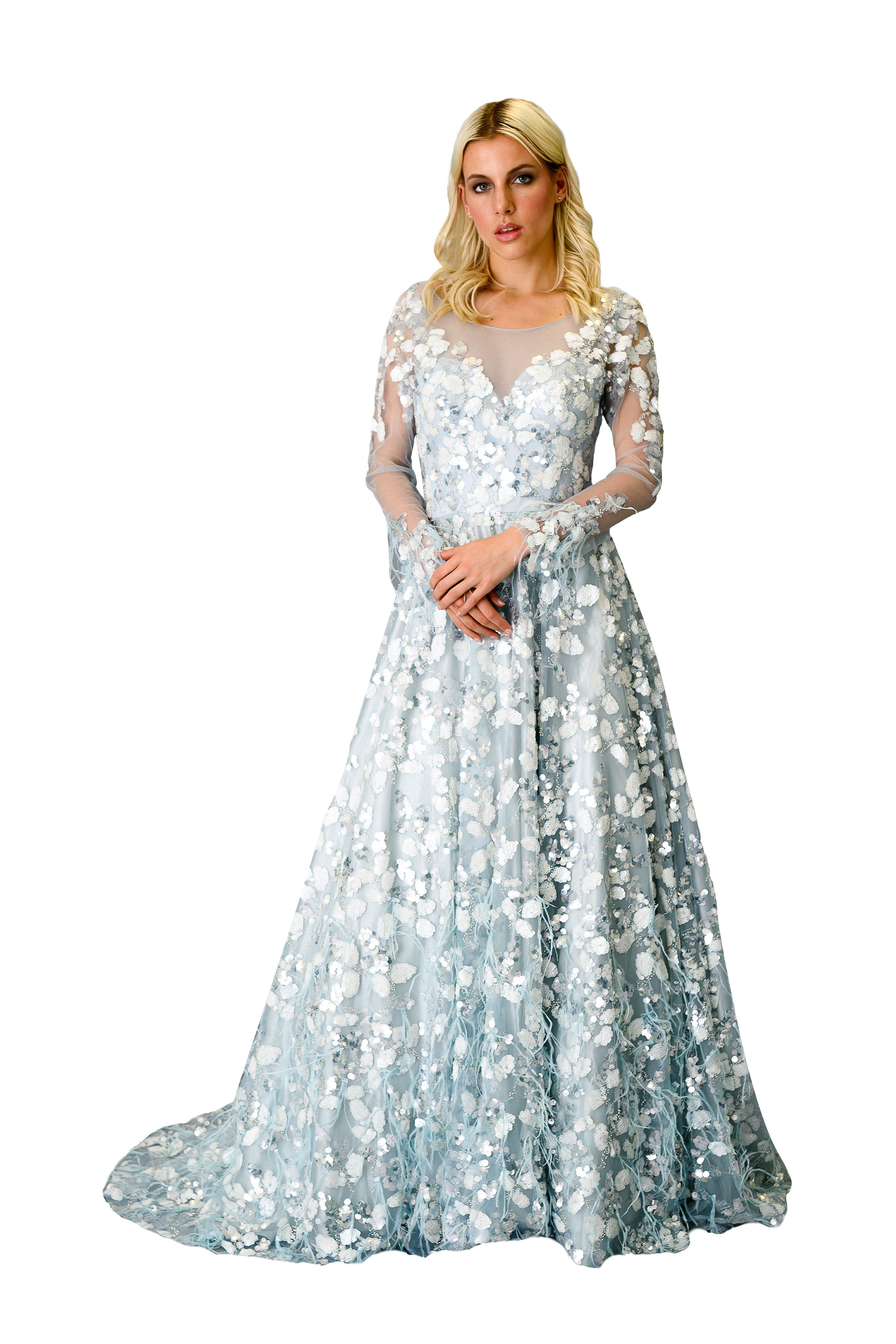Elegant Train Ostrich Feather Gown for Women - Luxury Evening Dress for Prom, Wedding, and Red Carpet Events