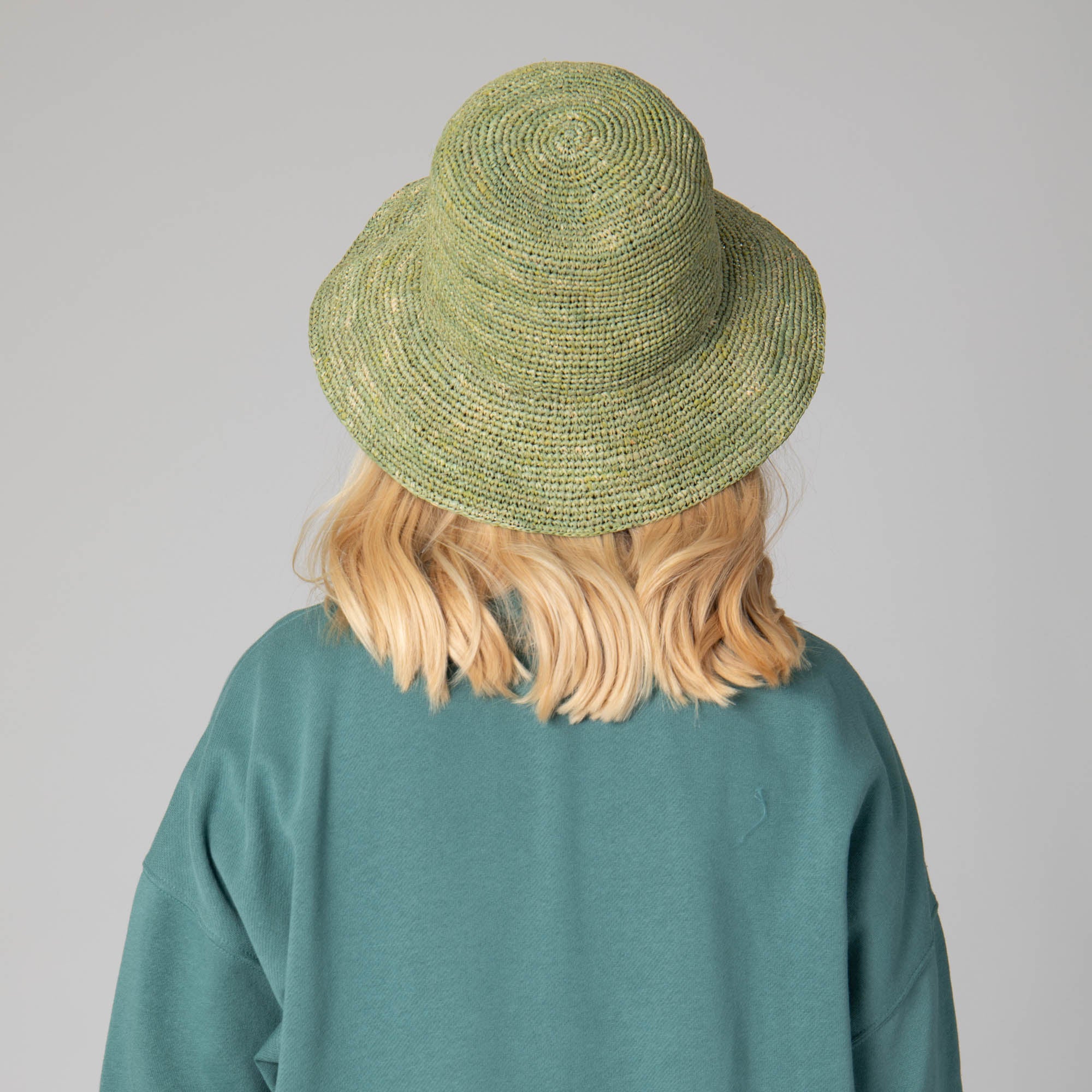 Women's Crochet Raffia Bucket Hat - Summer Beach Sun Hat for Women - Boho Straw Hat for Outdoor, Travel, and Vacation