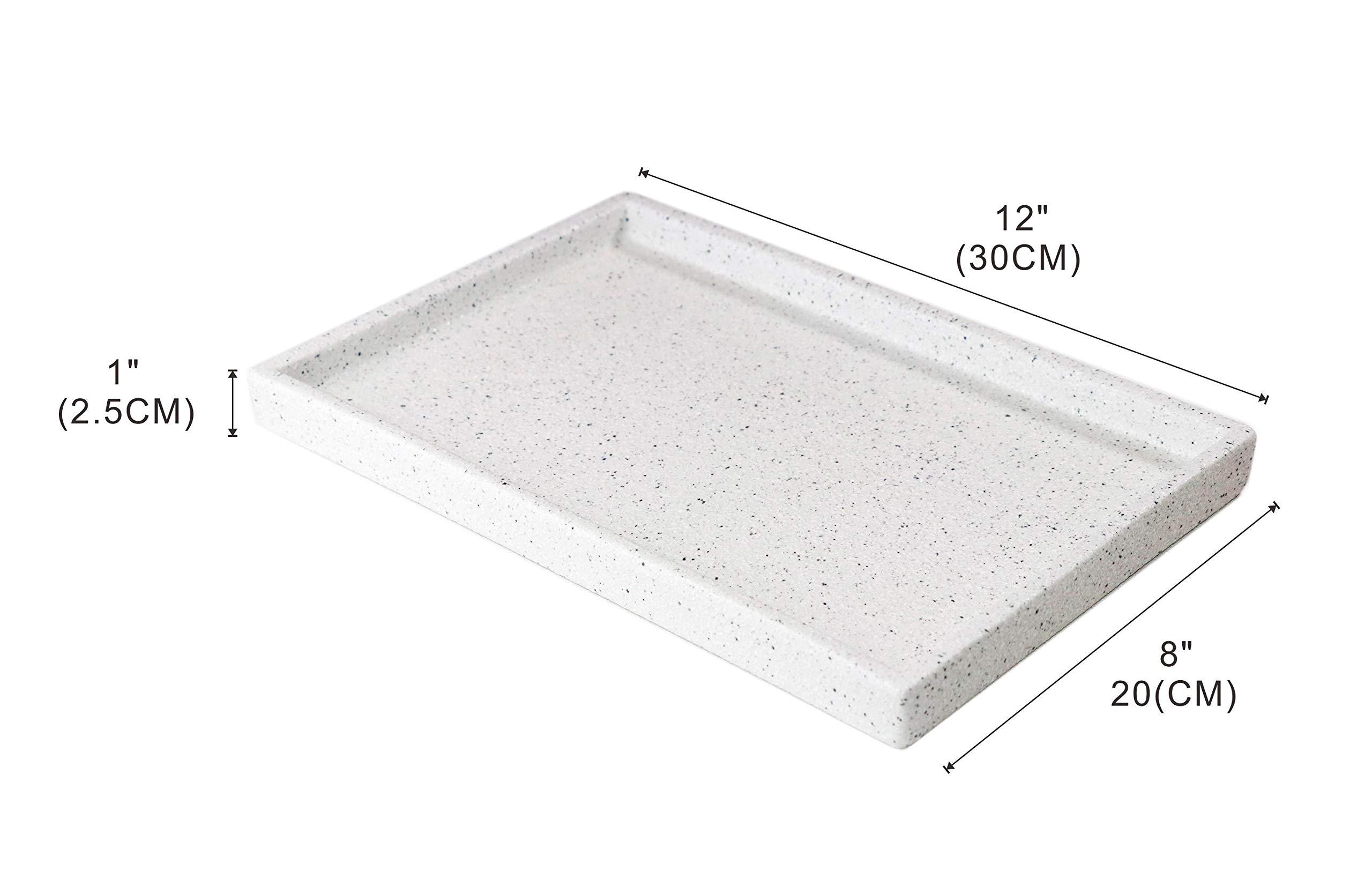 Premium Porcelain Marble Bathroom Tray - Large Rectangle Vanity Organizer for Jewelry, Perfume & Keys | Ceramic Countertop Decor with Non-Slip Base | Perfect for Sink, Dresser & Bathroom Counter Organization