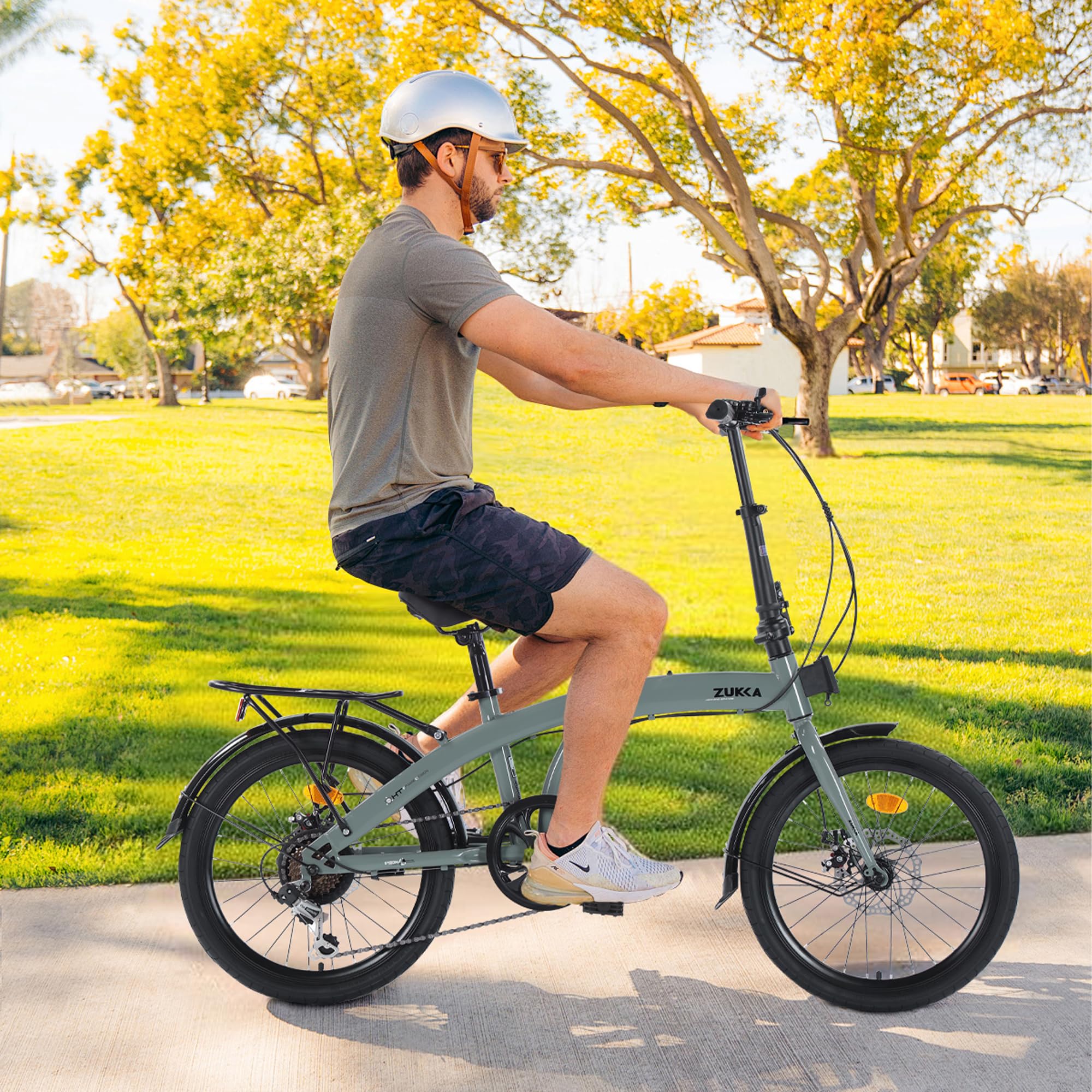 **MEGHNA 20-Inch Folding Bike with Dual Disc Brakes & 7-Speed Gears - Portable Foldable Bicycle with Rear Rack & Fenders - Ideal for Commuting, School, Travel, and Urban Riding for Men, Women & Teens**