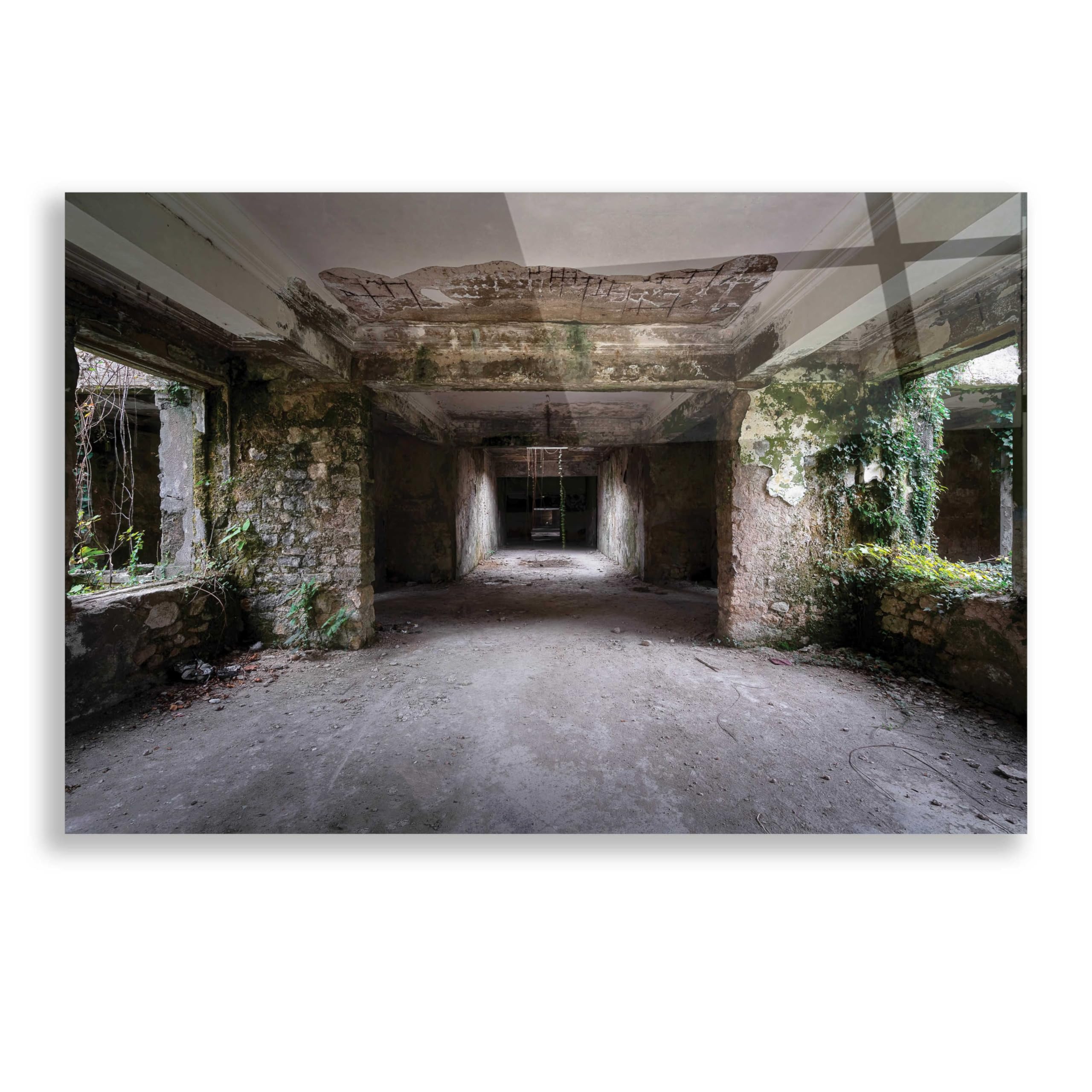 Scary Dark Hall Acrylic Glass Wall Art by Roman Robroek - 24x16 Inches Modern Horror Painting for Living Room, Bedroom & Office Decor