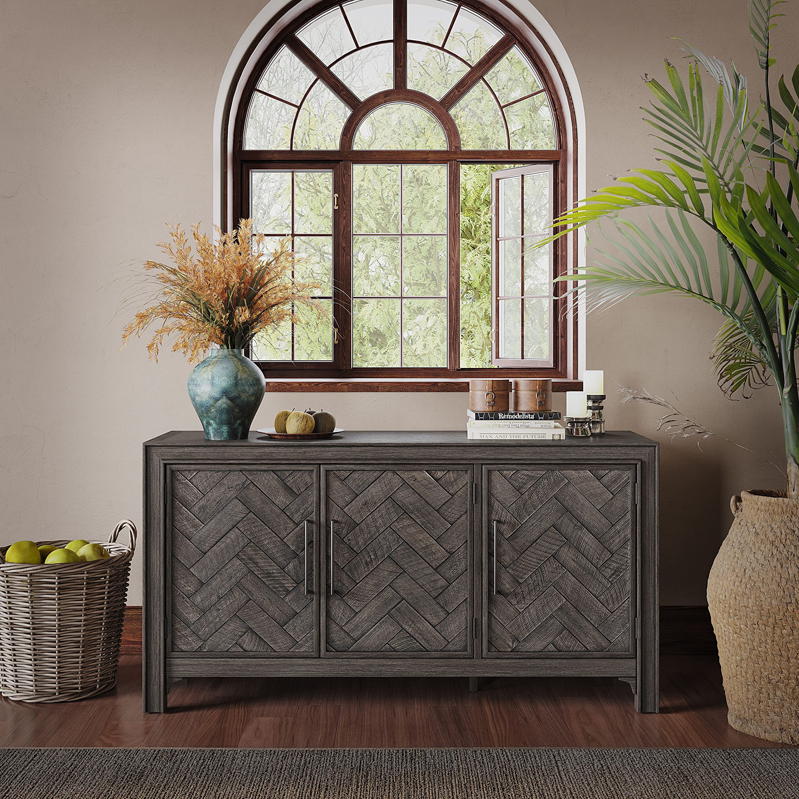 Jofran Inc. Gramercy 3-Door Accent Cabinet - Stylish Storage for Living Room, Bedroom & Entryway - Perfect for Home Decor & Organization