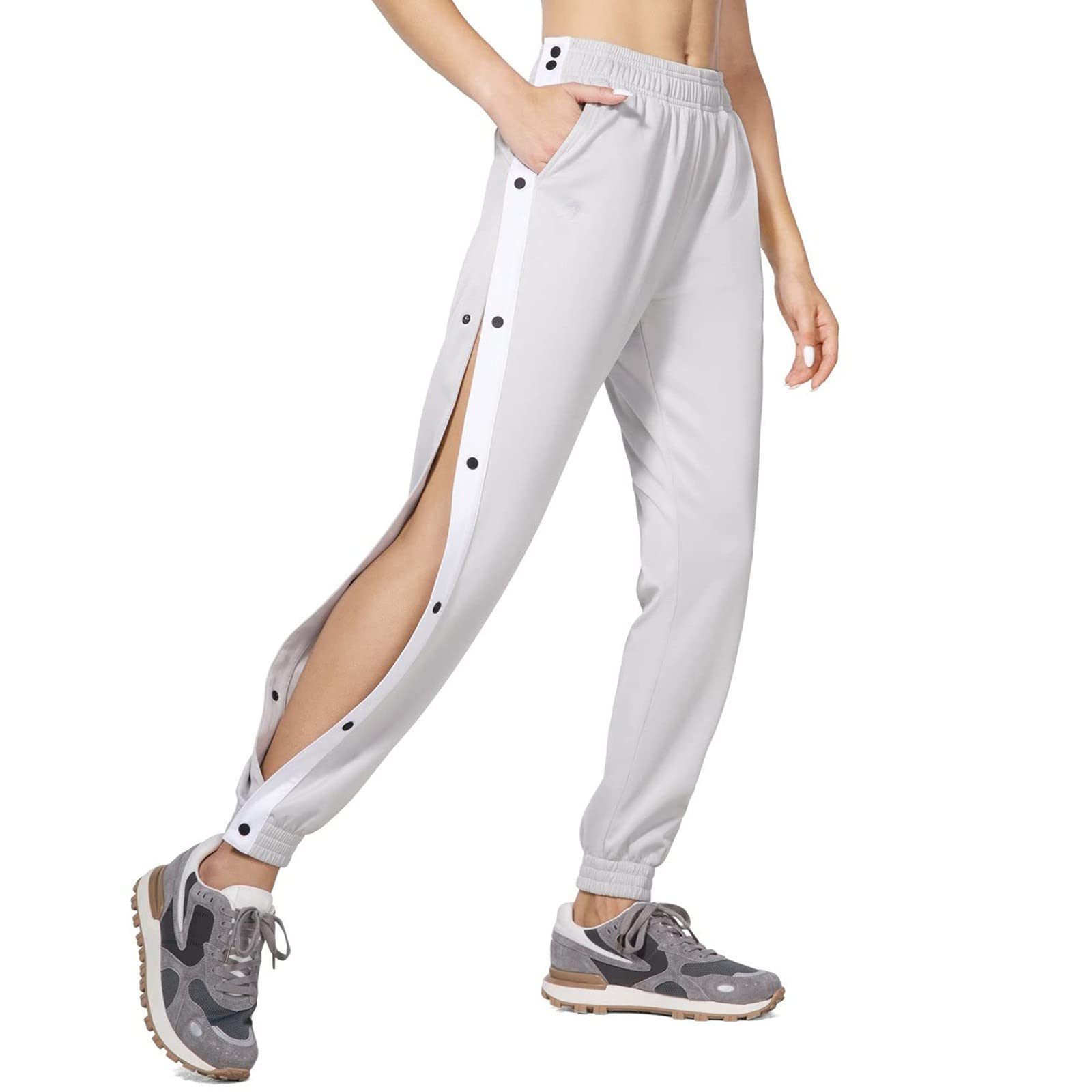 Women's Tear Away Warm Up Pants - Active Workout Tapered Sweatpants with Pockets for Yoga, Running & Gym - Comfortable Athletic Pants for Women