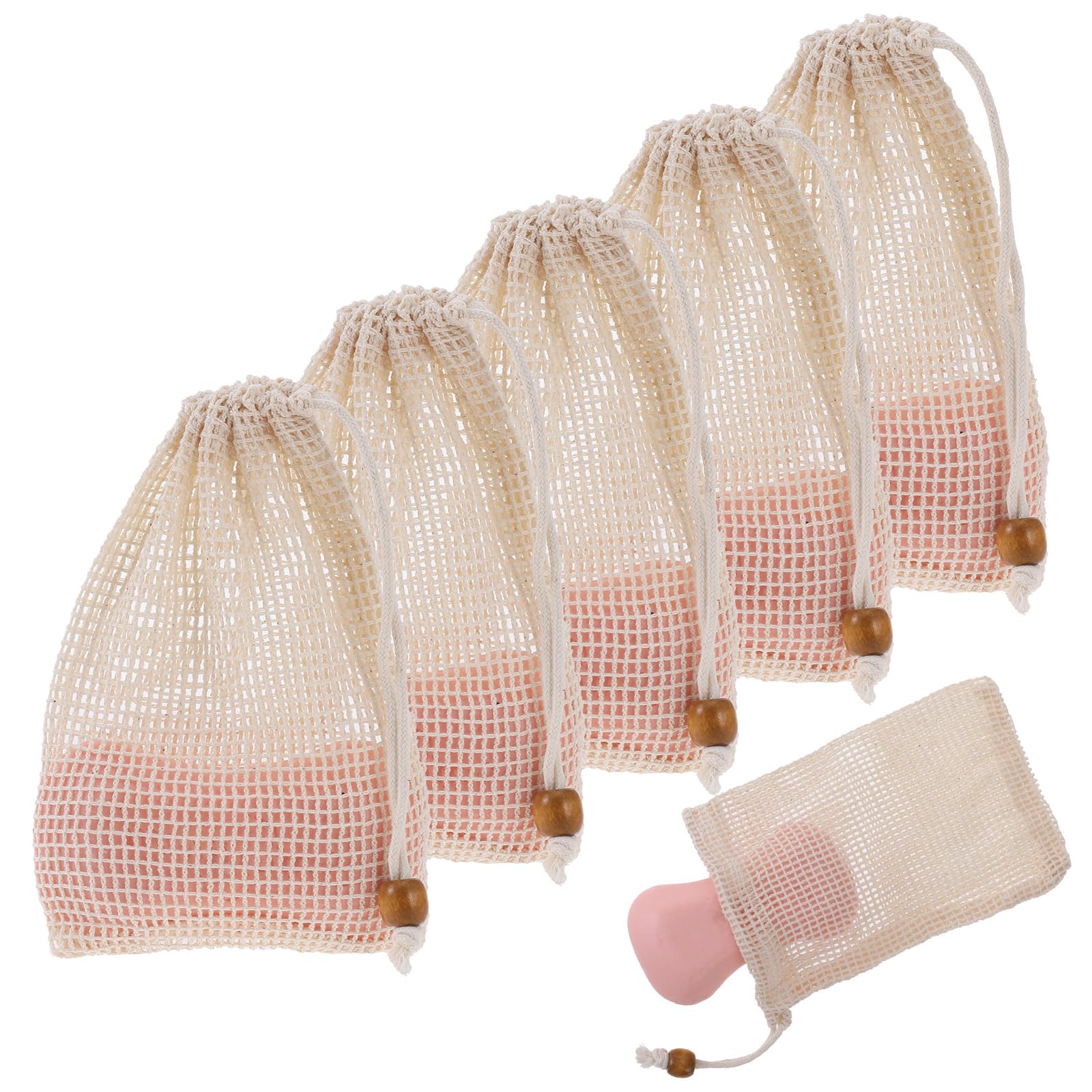 5 Pack Natural Sisal Soap Exfoliating Bags with Drawstring - Eco-Friendly Soap Saver Pouches for Shower, Bath & Travel - Gentle Exfoliation & Foaming Soap Holder for Soft Skin Care