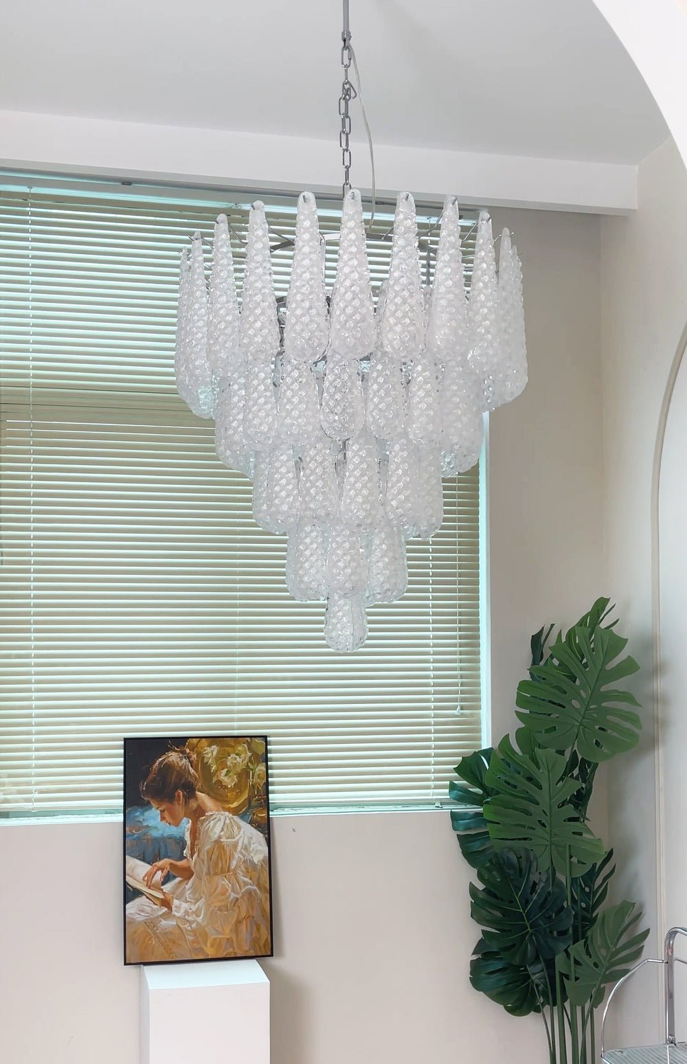 Exquisite Murano Glass Droplet Chandelier - Handcrafted Italian Crystal Pendant Light for Dining Room, Living Room & Bedroom Decor