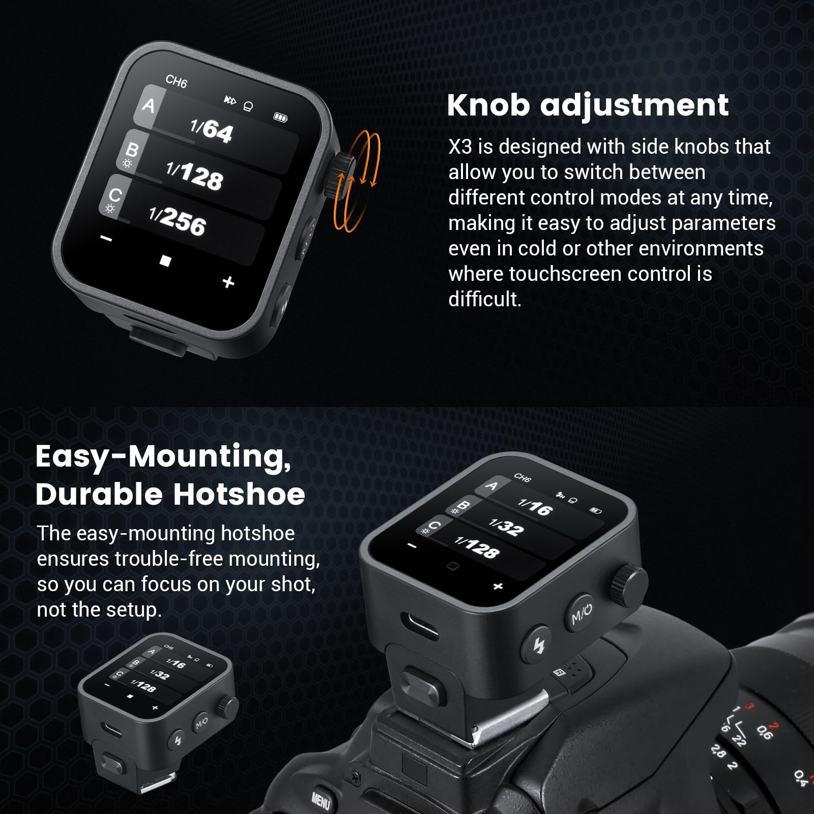 Godox X3S X3-S TTL Wireless Flash Trigger for Sony Camera - 2.4G Touchscreen Transmitter with TTL Auto/Manual/Multi Flash, Built-in Lithium Battery & HD OLED Screen - Perfect for Studio, Wedding, and Portrait Photography