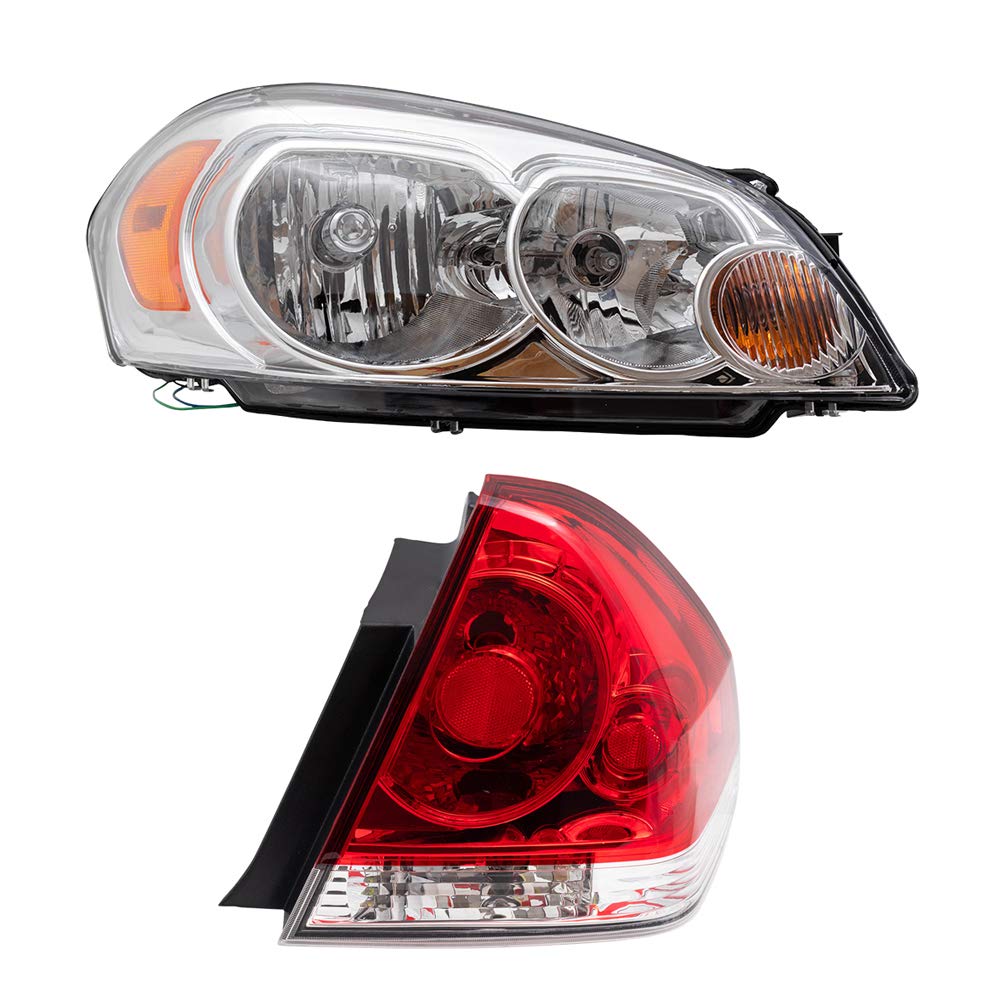 2006-2013 Chevy Impala Halogen Headlight & Tail Light Assembly Set - Left/Right Driver & Passenger Side Replacement - 4-Piece Aftermarket Kit for Improved Night Visibility & Style Upgrade | Perfect for Daily Commuting, Road Trips & Car Restoration Projects
