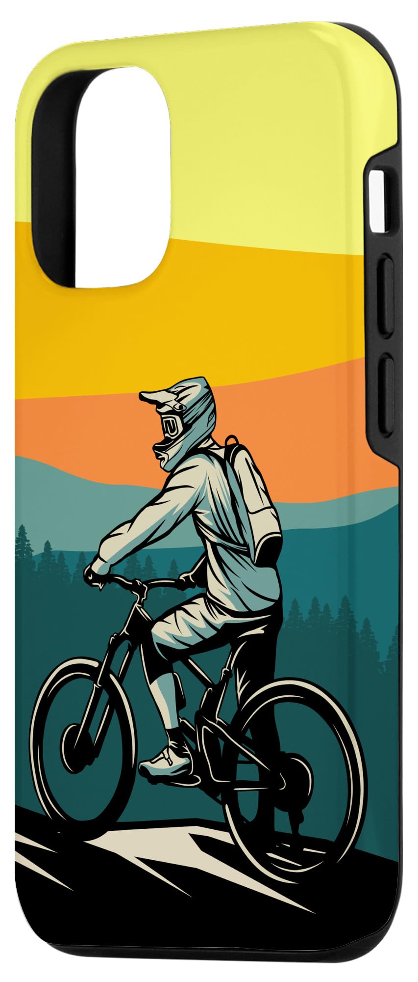 iPhone 12/12 Pro Shockproof Case - Retro Mountain Bike Design Protective Cover for Downhill Biking & Outdoor Adventures