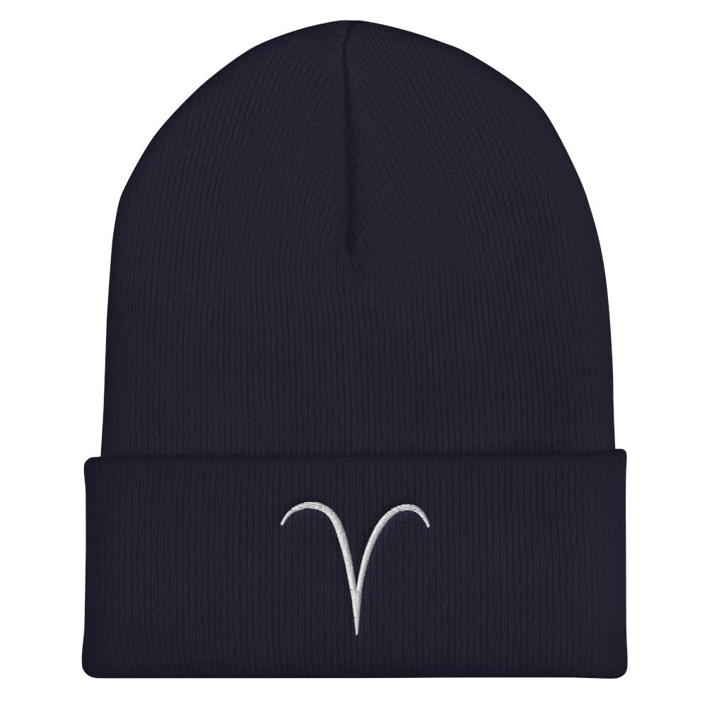 Aries Embroidered Cuffed Beanie - Zodiac Sign Hat for Women & Men | Perfect Birthday Gift for Aries Season | Cozy Winter Accessory for Outdoor Activities