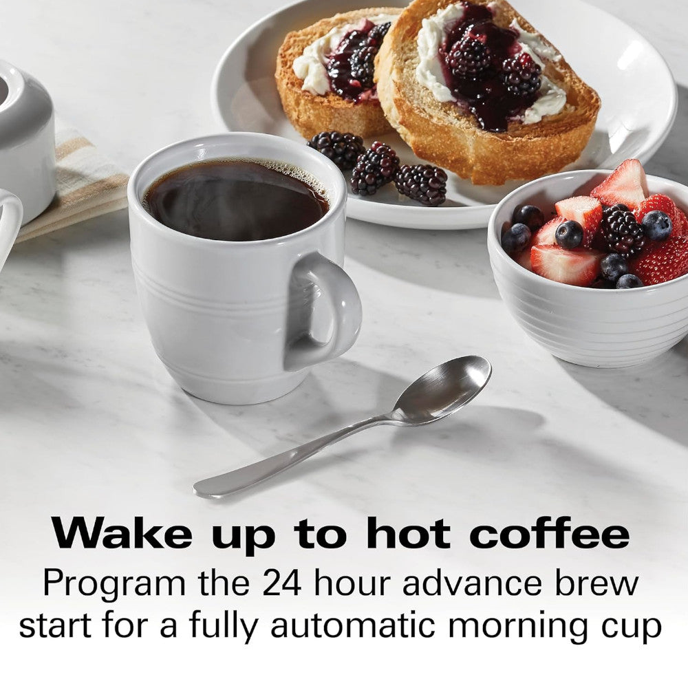 Refurbished HAMILTON BEACH PROFESSIONAL 49500 Programmable 12-Cup Coffee Maker with Home Essentials Warranty - Perfect for Office, Kitchen & Home Brewing