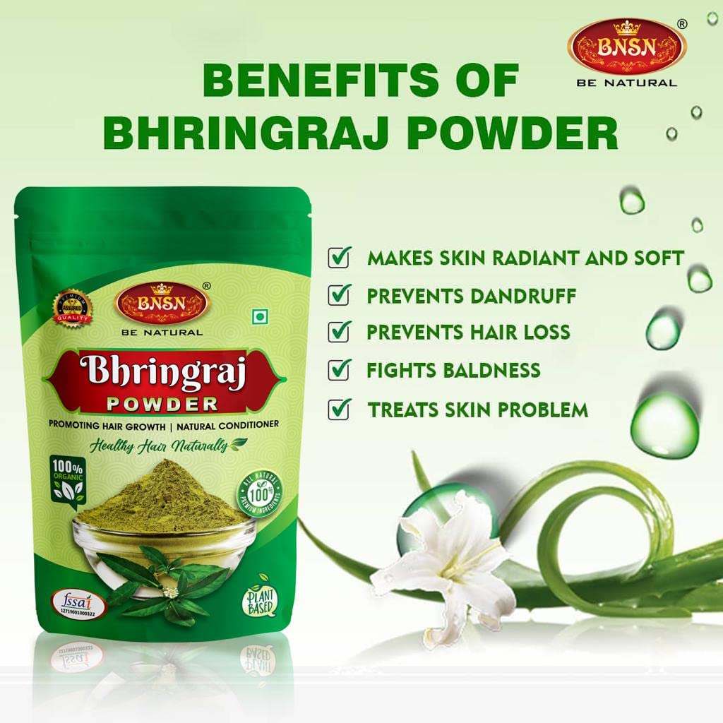 BNSN Bhringraj Powder for Hair Growth & Thickness - 100% Pure & Natural Ayurvedic Remedy (100Gm) | Promotes Healthy Hair, Reduces Hair Fall, Strengthens Roots | Ideal for DIY Hair Masks, Oils & Scalp Treatments