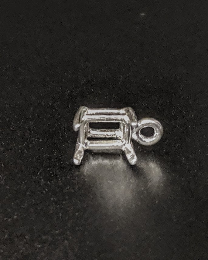 Solid Sterling Silver or 14k Gold 7x5mm Emerald Cut Dangle Pendant Setting - Handcrafted in USA (20x18mm) - Perfect for Necklaces, Earrings & Jewelry Making