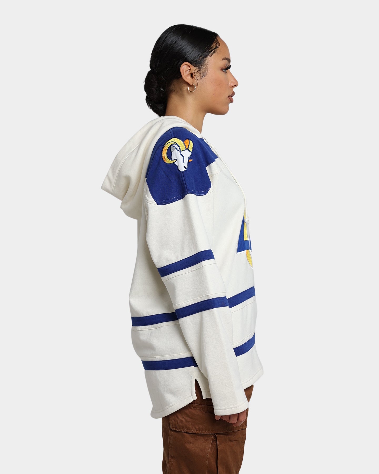 47 Brand Los Angeles Rams Superior Lacer Hoodie - Cream - NFL Fan Apparel for Men & Women - Perfect for Game Day & Casual Wear