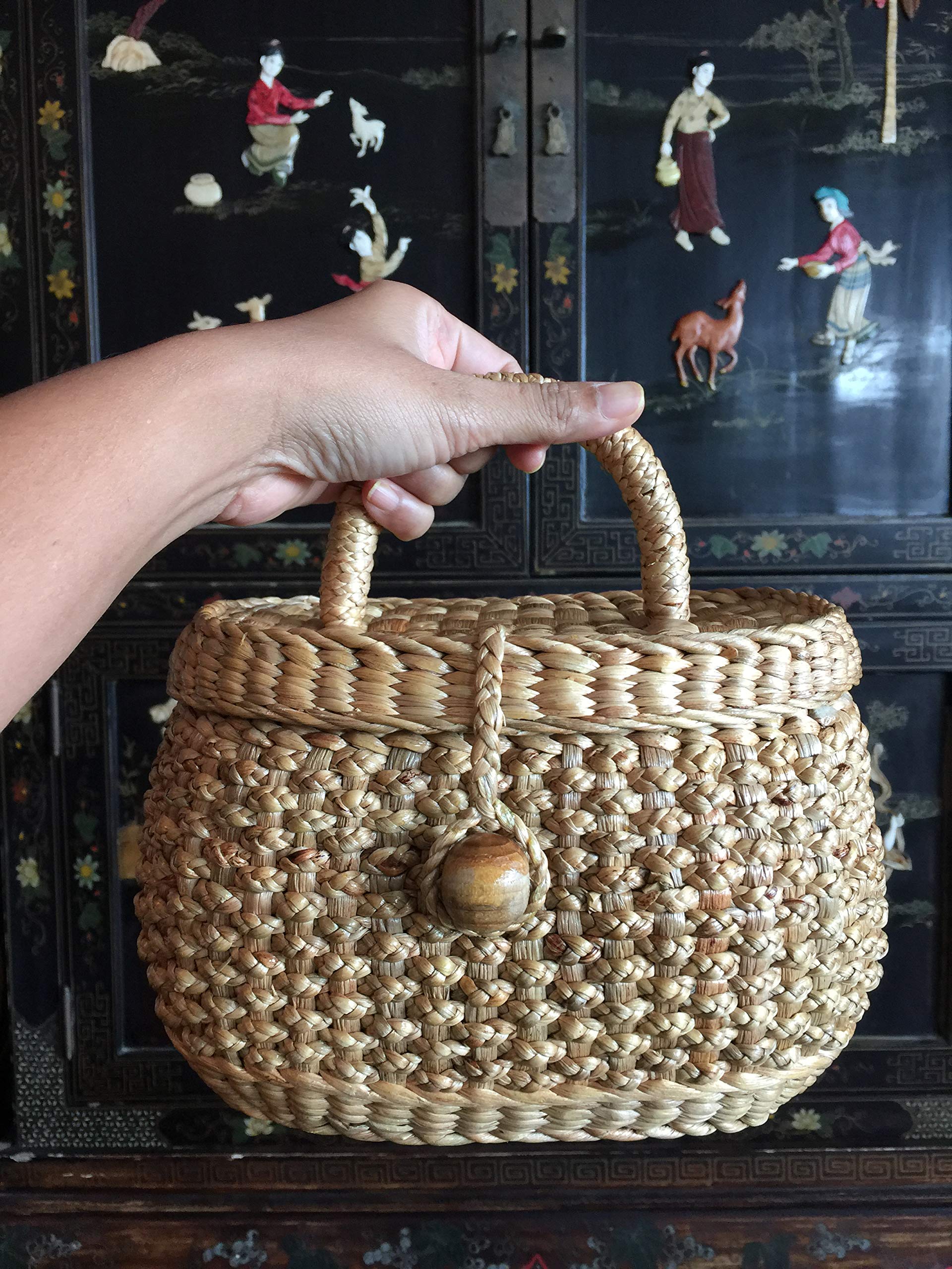 Handwoven Straw Purse for Women - Natural Eco-Friendly Mini Tote & Bucket Bag - Beach Bag, Summer Fashion Accessory, Picnic & Shopping Companion