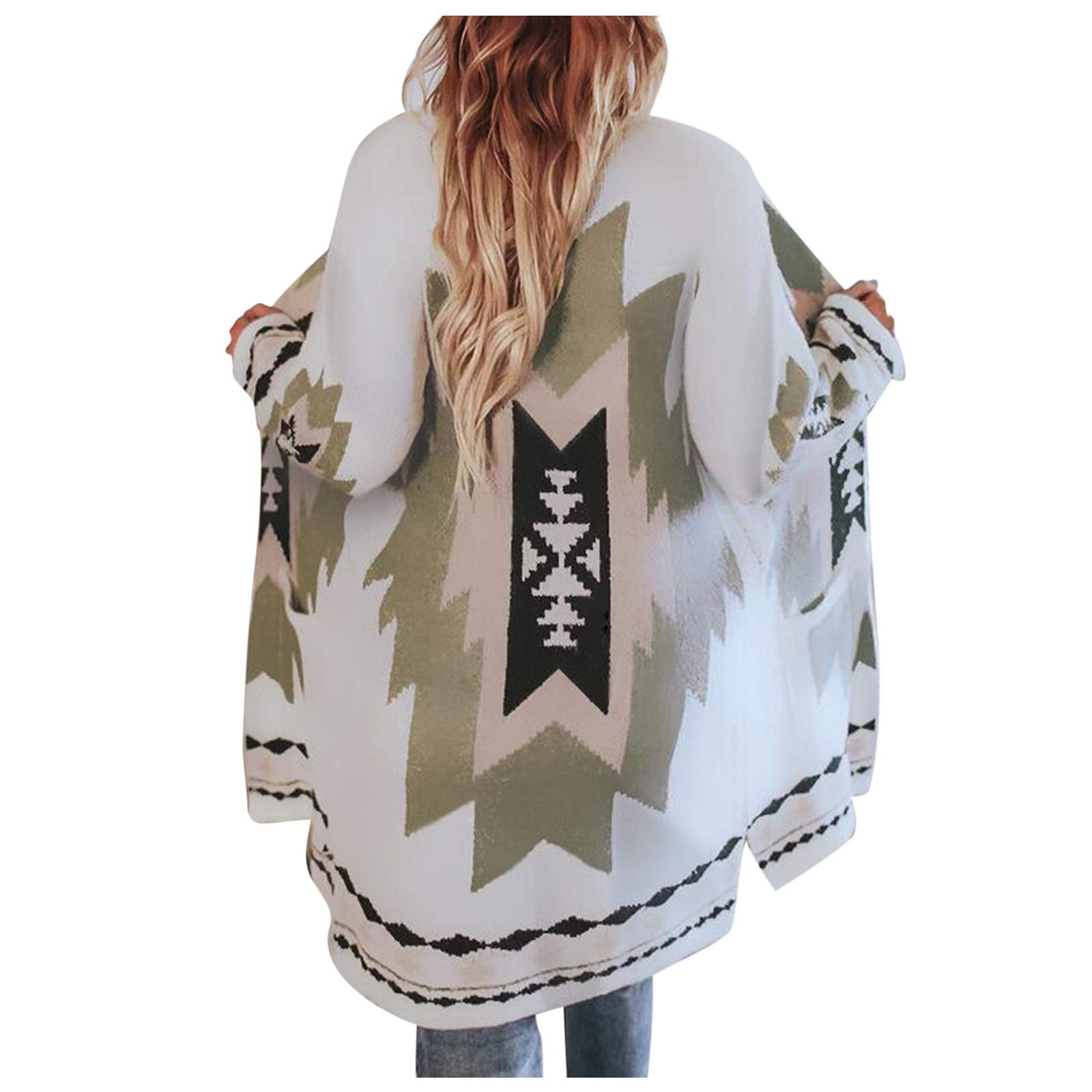 Vintage Green Knit Sweater for Women - Cozy Winter Cardigan & Tribal Blouse Top - Perfect for Casual Outfits, Office Wear & Holiday Fashion