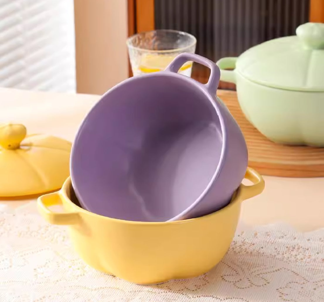 Floral Shaped 1.4L Baking Pot with Lid - Ceramic Oven Safe Casserole Dish for Baking, Roasting & Serving - Perfect for Casseroles, Soups & Desserts (50% Off Clearance Sale)