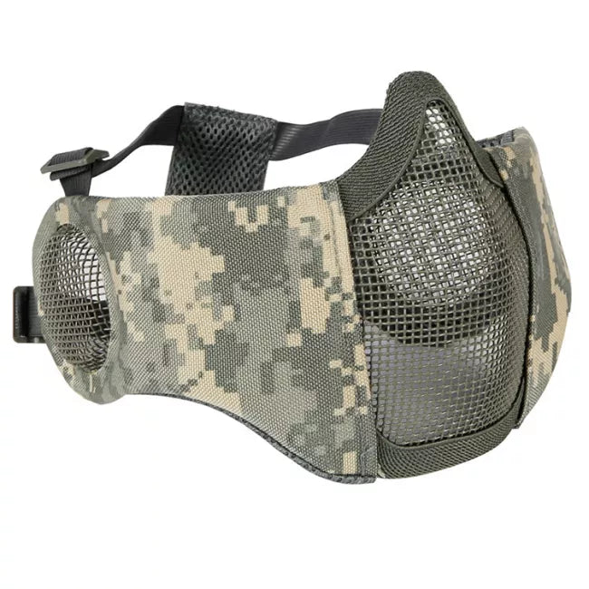 Tactical Protective Mask V1 - Steel Mesh Face Shield with Ear Protection for Airsoft, Paintball & Outdoor Sports Safety Gear