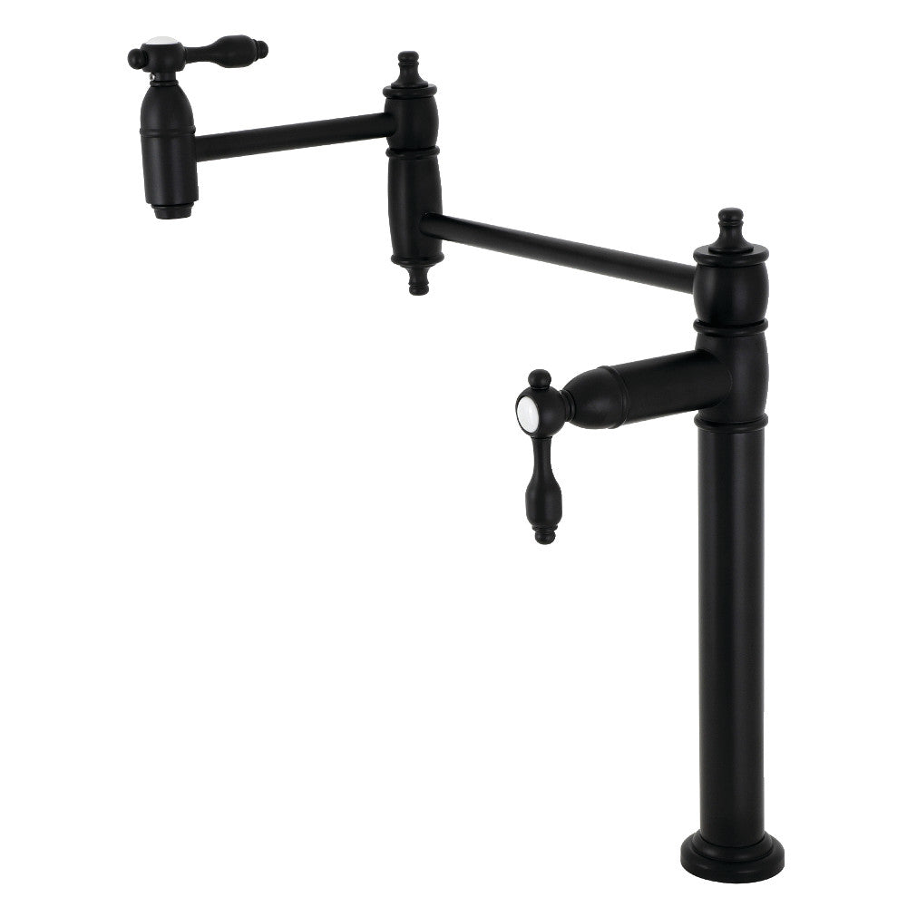 Kingston Brass Deck Mount Pot Filler Faucet - 18-Inch Stainless Steel Swivel Spout for Kitchen Sink - Perfect for Filling Large Pots & Pans While Cooking