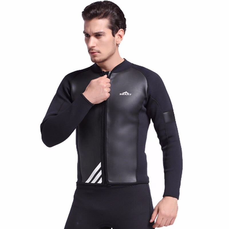 Men's 2mm Neoprene Jacket - Waterproof & Windproof Wetsuit Top for Surfing, Diving & Cold Water Sports