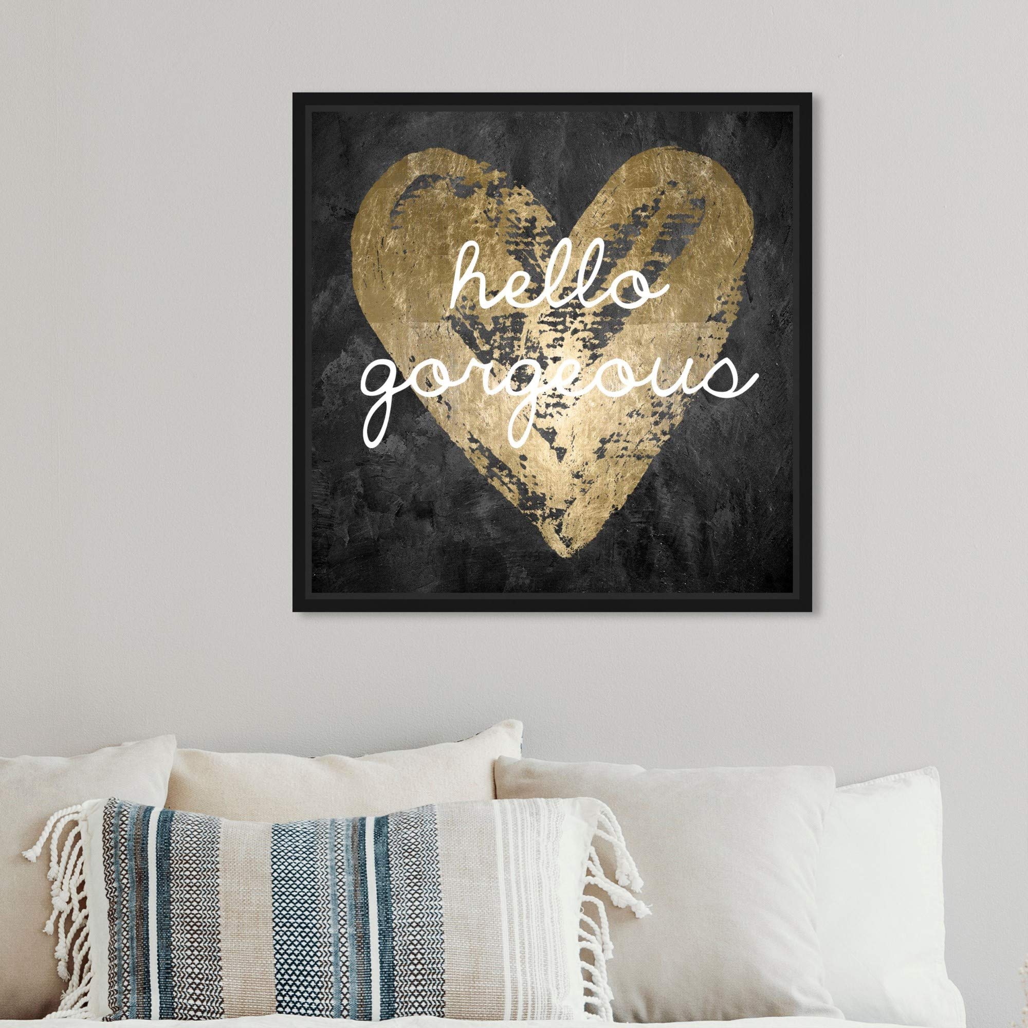 Oliver Gal Artist Co. 'Gorgeous Salute' Typography Framed Wall Art - 12x12 Inch Gold & Black Canvas Print with Inspirational Quotes, Home Decor for Living Room, Bedroom or Office