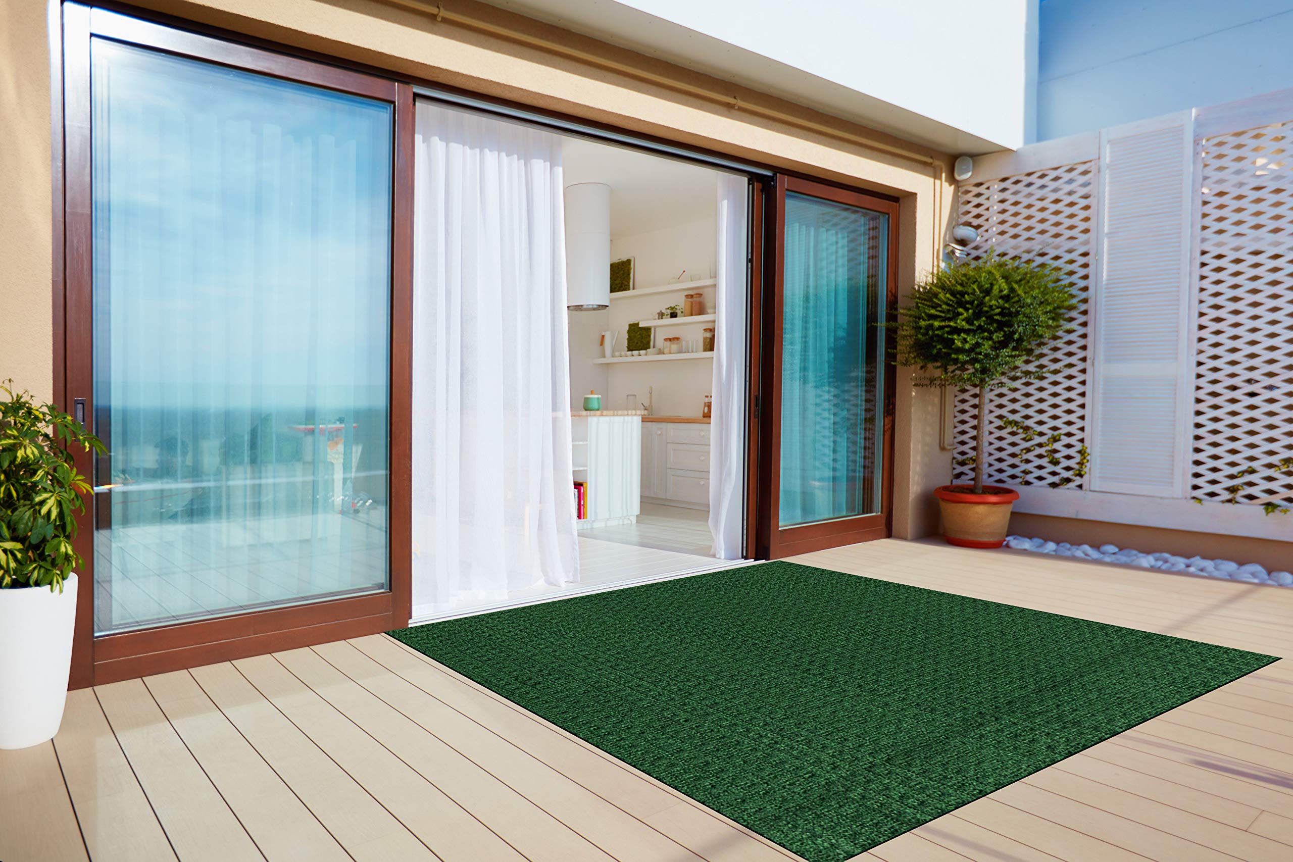 KOECKRITZ Quick-Dry Waffle Weave Indoor/Outdoor Rug - Lightweight & Flexible 6x8 ft Patio Carpet - Easy to Clean & Portable - Perfect for Balcony, Deck, Poolside & Sunroom (Green)