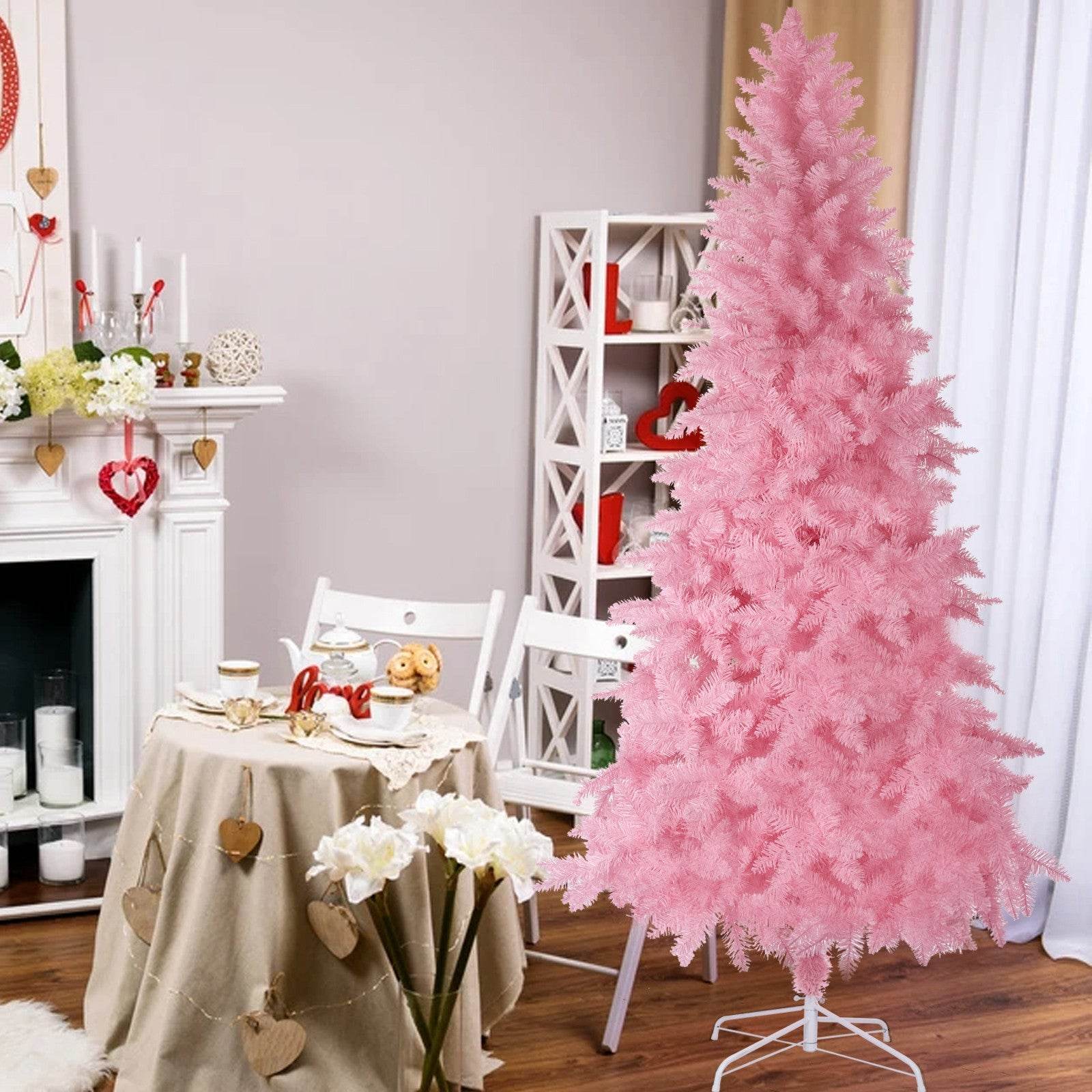 8ft Pink Artificial Christmas Tree - Kawaii Style Holiday Decor for Home, Office & Party | Fluffy Branches & Easy Setup
