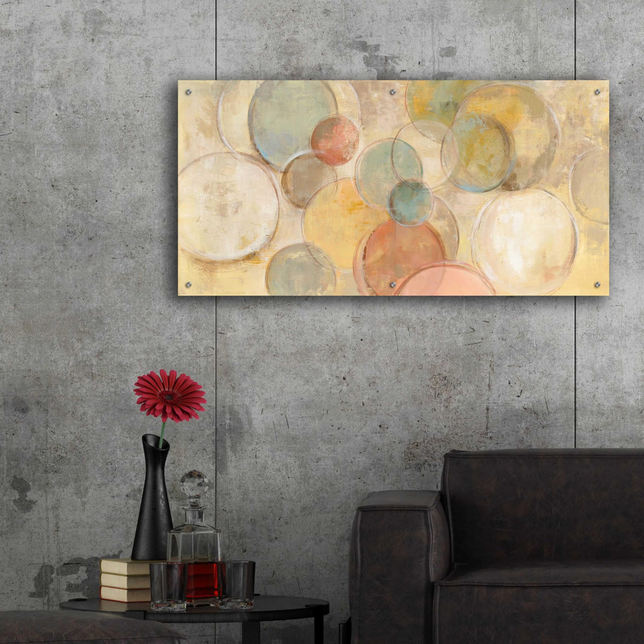 Epic Art 'Fresco Bubbles' by Silvia Vassileva - 48x24 Inch Acrylic Glass Wall Decor, Modern Abstract Painting for Living Room, Bedroom & Office