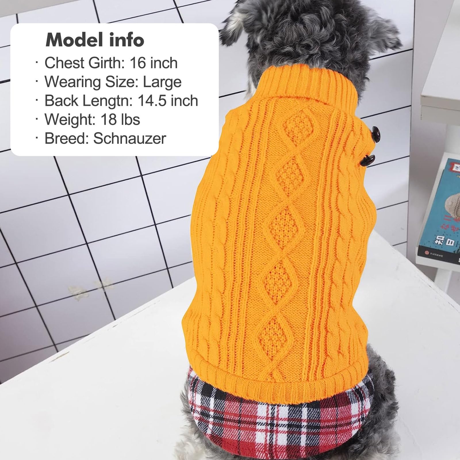 KYEESE Warm Knit Dog Sweater for Small & Medium Dogs - Turtleneck Pullover Winter Coat for Puppies, Boys & Girls (Yellow, Size L) - Perfect for Cold Weather Walks & Indoor Comfort
