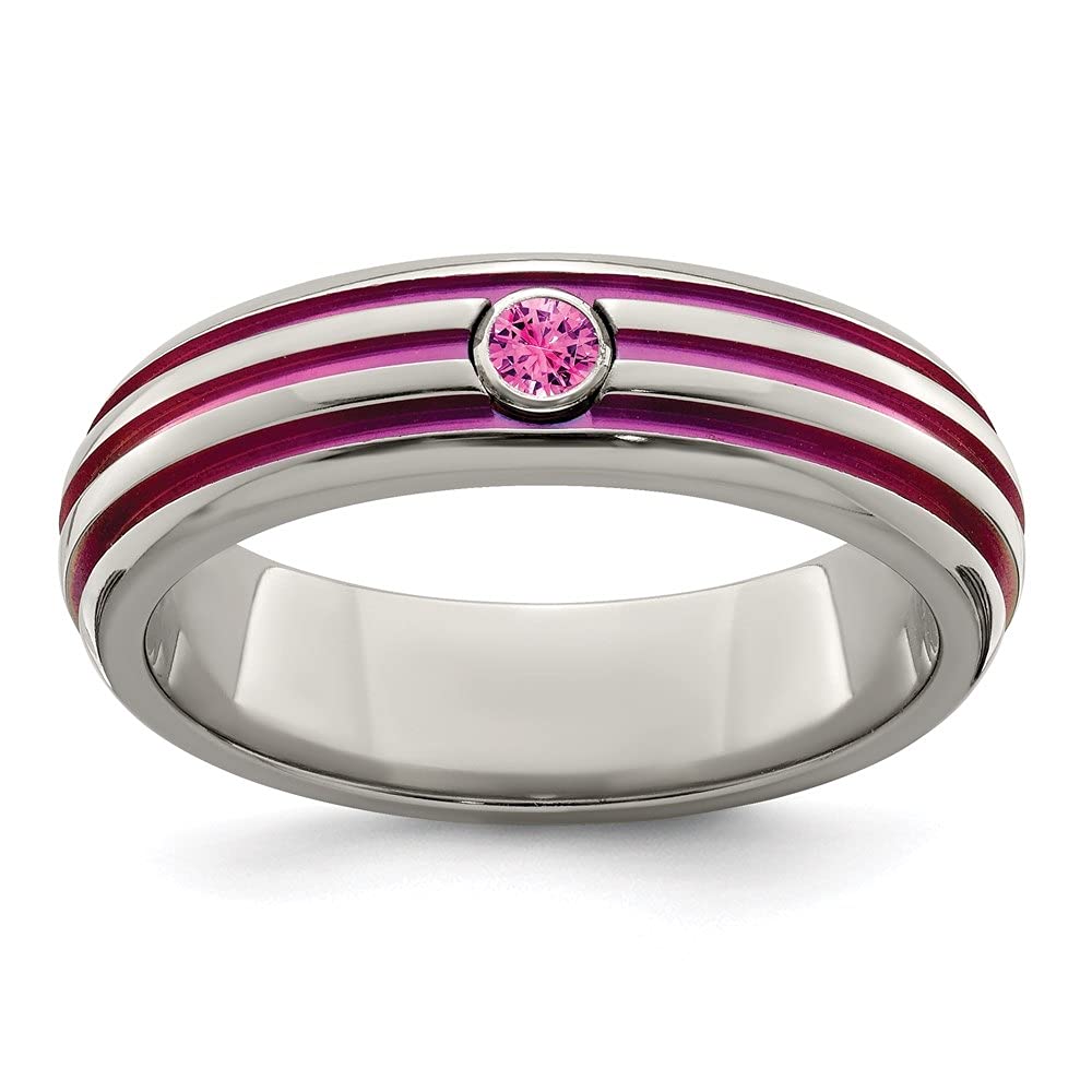 Titanium Triple Groove Pink Anodized Engagement Ring with Pink Sapphire - Elegant Wedding Band for Women, Perfect for Proposals, Anniversaries & Romantic Occasions
