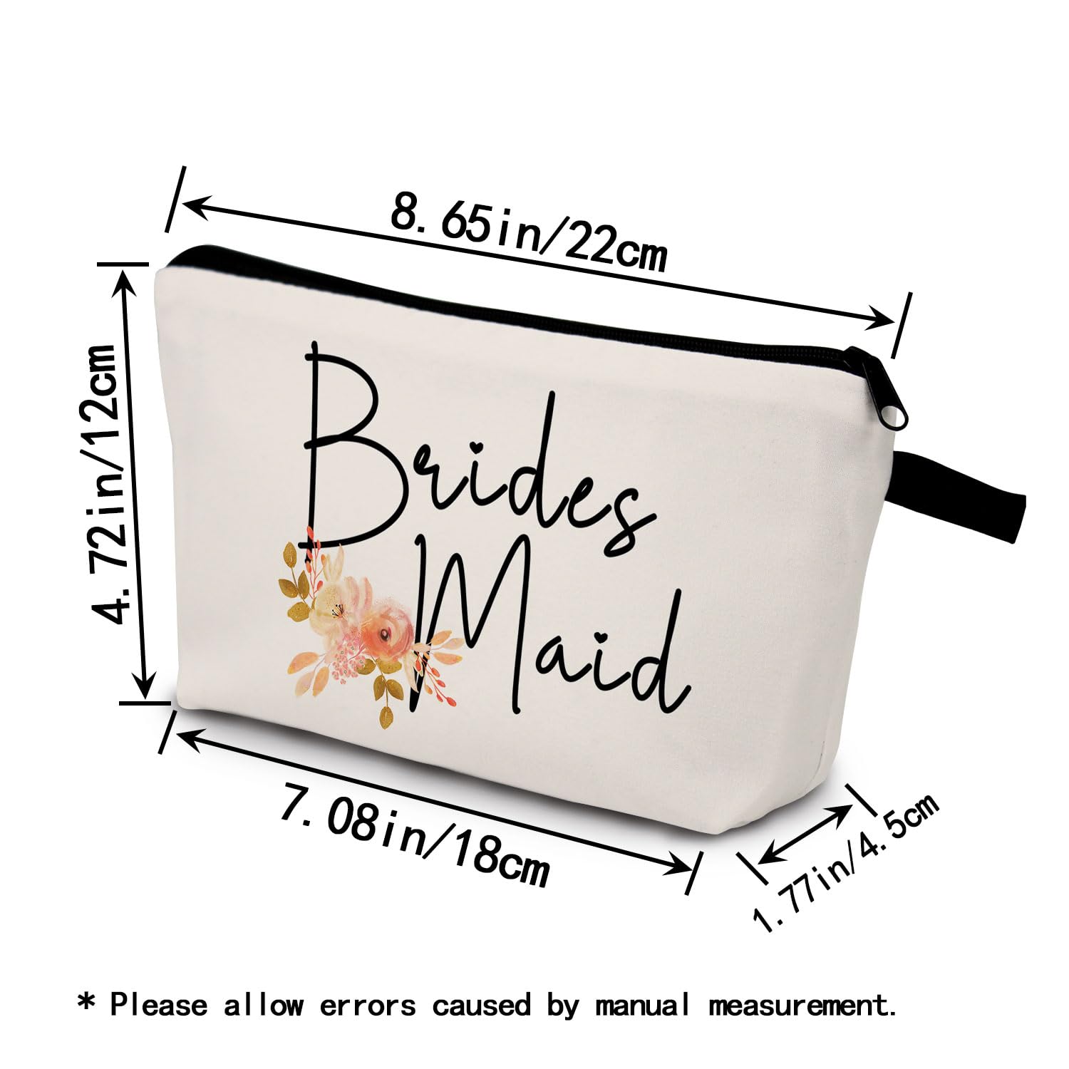 Elegant Bridesmaid Makeup Bag - Small Wedding Organizer Zipper Cosmetic Pouch for Bride & Bridesmaids - Perfect for Bridal Showers, Bachelorette Parties & Proposal Gifts - Ideal Wedding Favor Present for Women