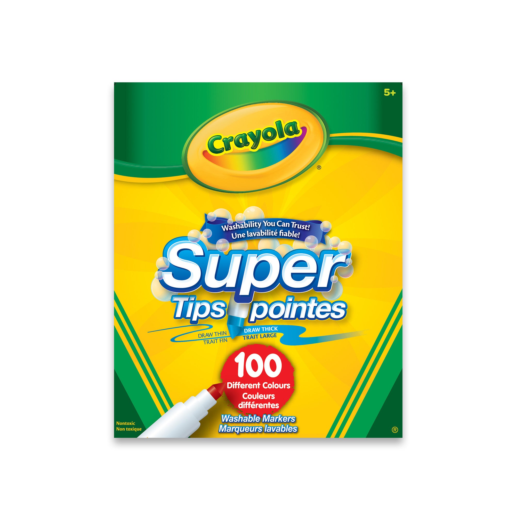100 Pack Super Tips Washable Markers - Non-Toxic Vibrant Colors for Kids Art Projects, School Supplies & DIY Crafting