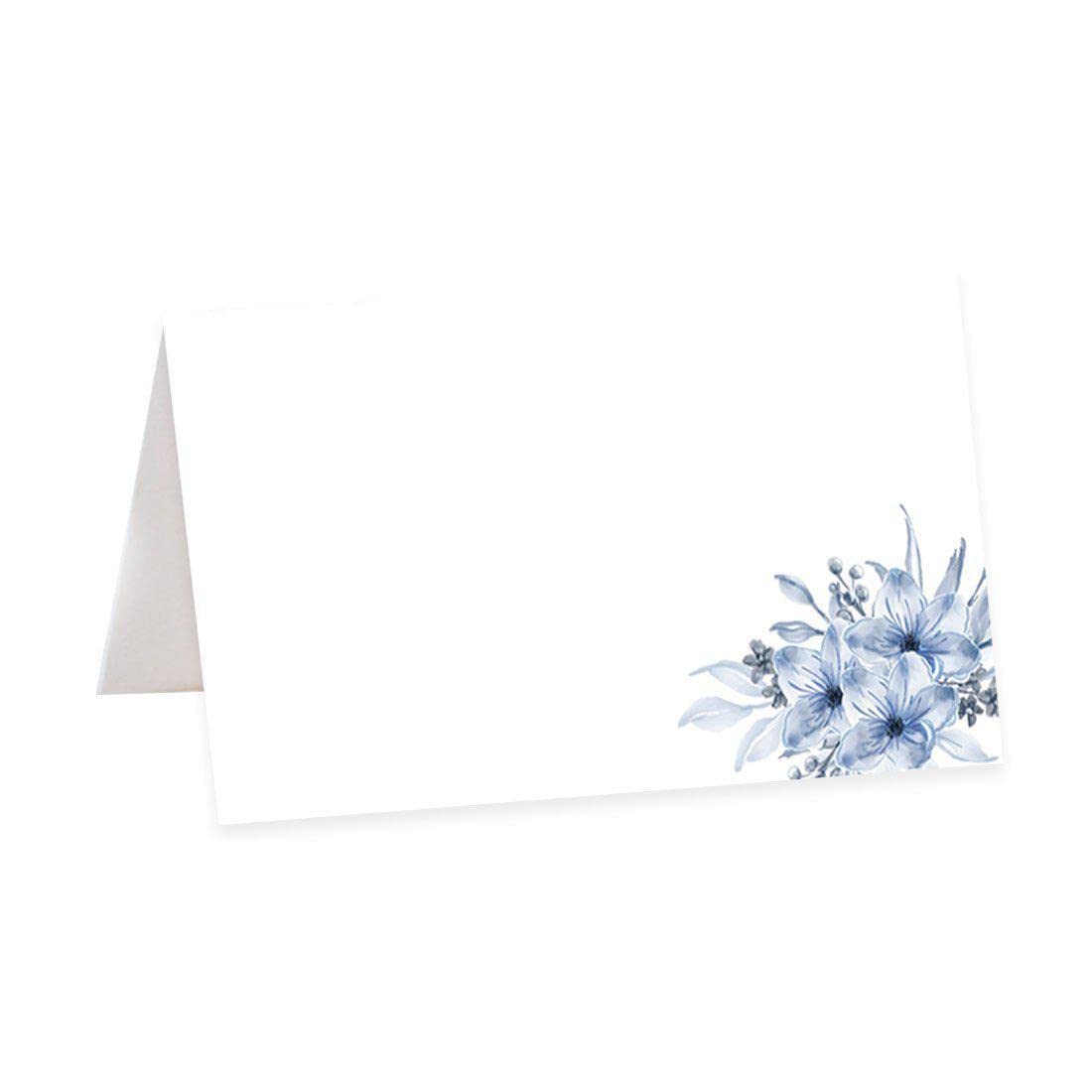 Andaz Press 56-Pack Dusty Blue Floral Wedding Place Cards - 2